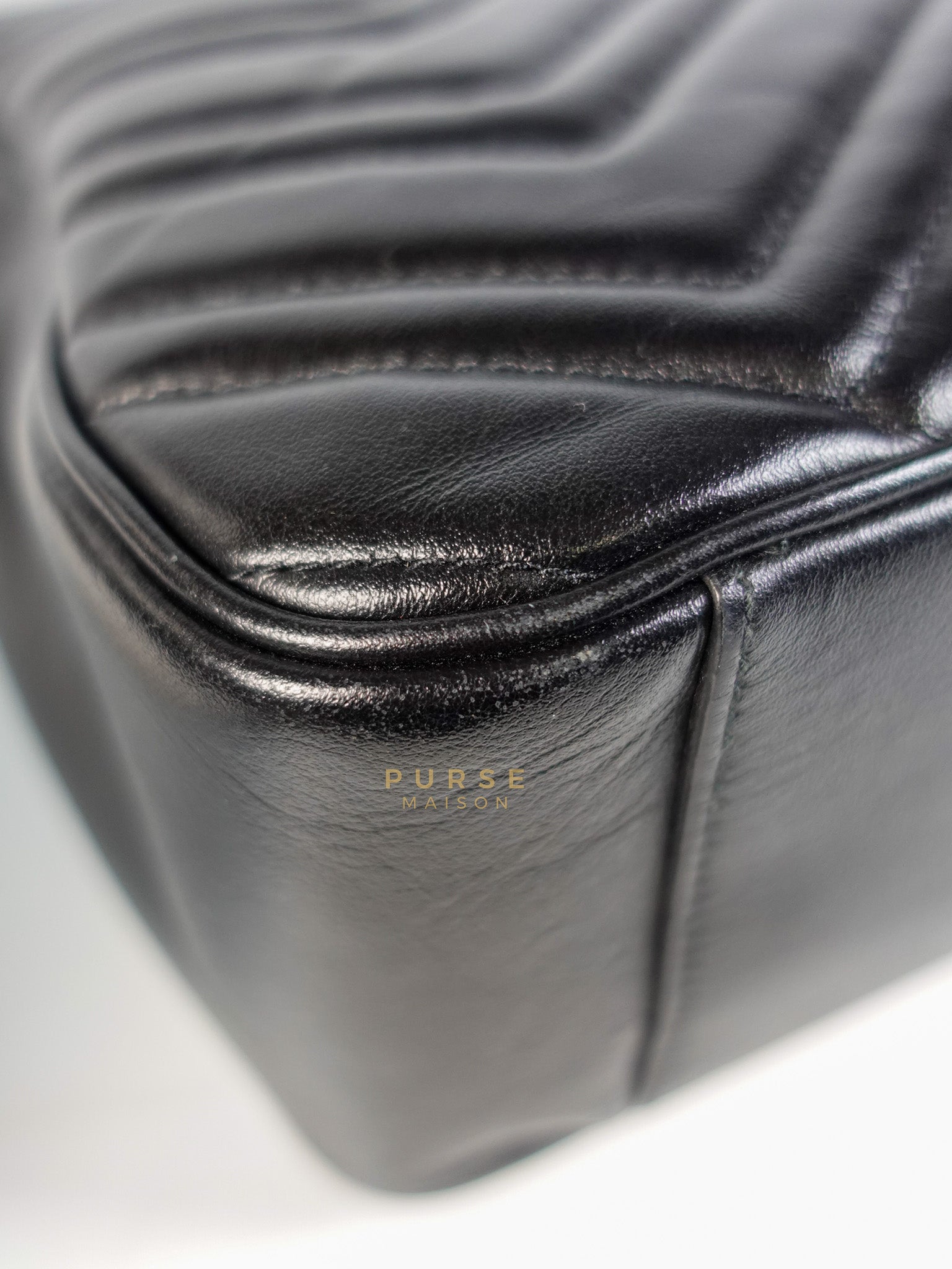 GG Marmont Flap Bag Large in Black Matelasse Leather & Aged Gold Hardware | Purse Maison Luxury Bags Shop