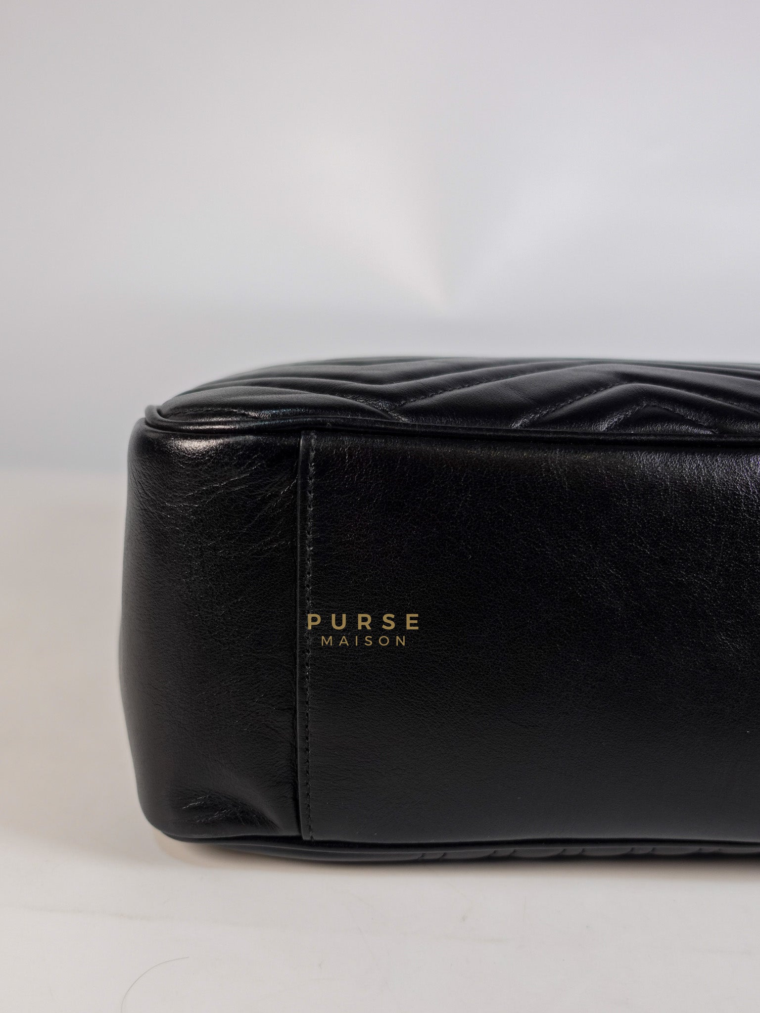GG Marmont Flap Bag Large in Black Matelasse Leather & Aged Gold Hardware | Purse Maison Luxury Bags Shop
