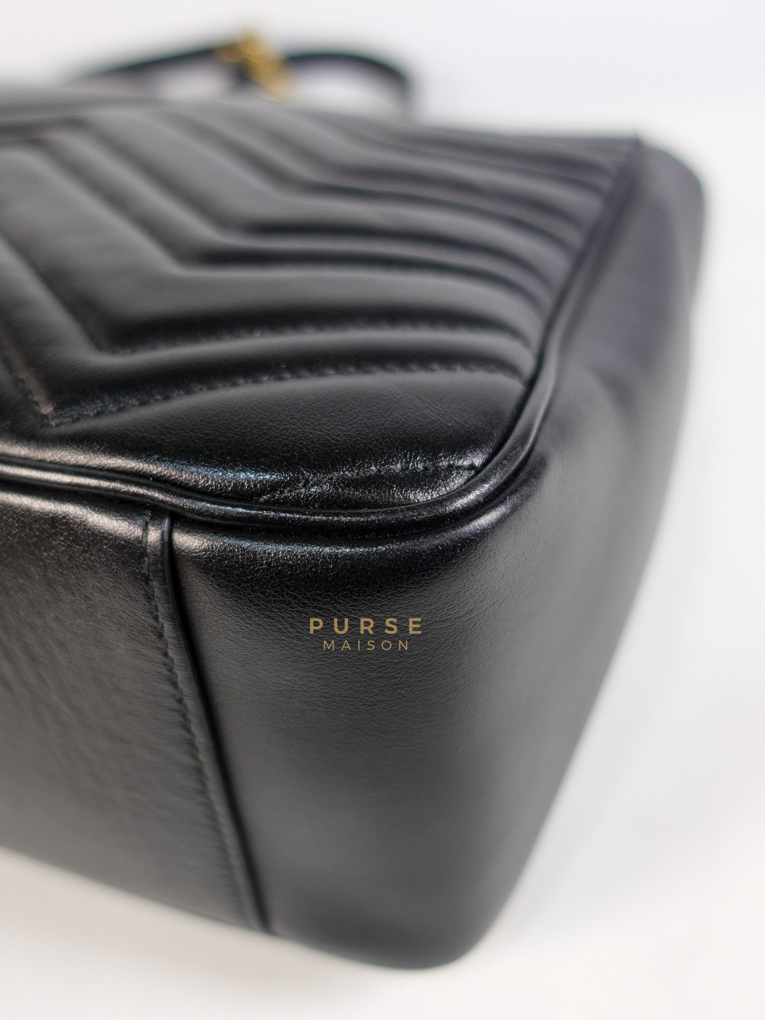 GG Marmont Flap Bag Large in Black Matelasse Leather & Aged Gold Hardware | Purse Maison Luxury Bags Shop