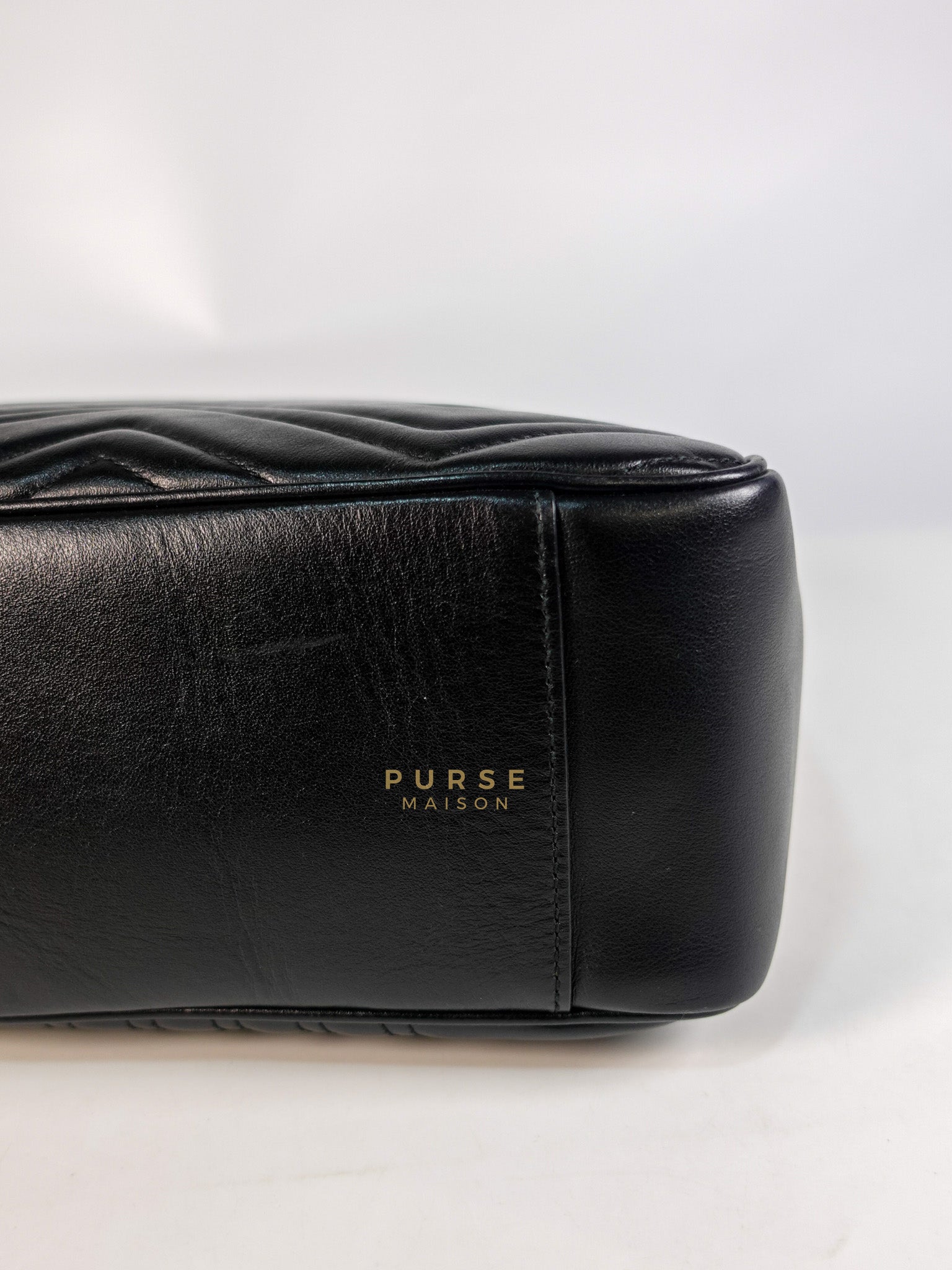 GG Marmont Flap Bag Large in Black Matelasse Leather & Aged Gold Hardware | Purse Maison Luxury Bags Shop