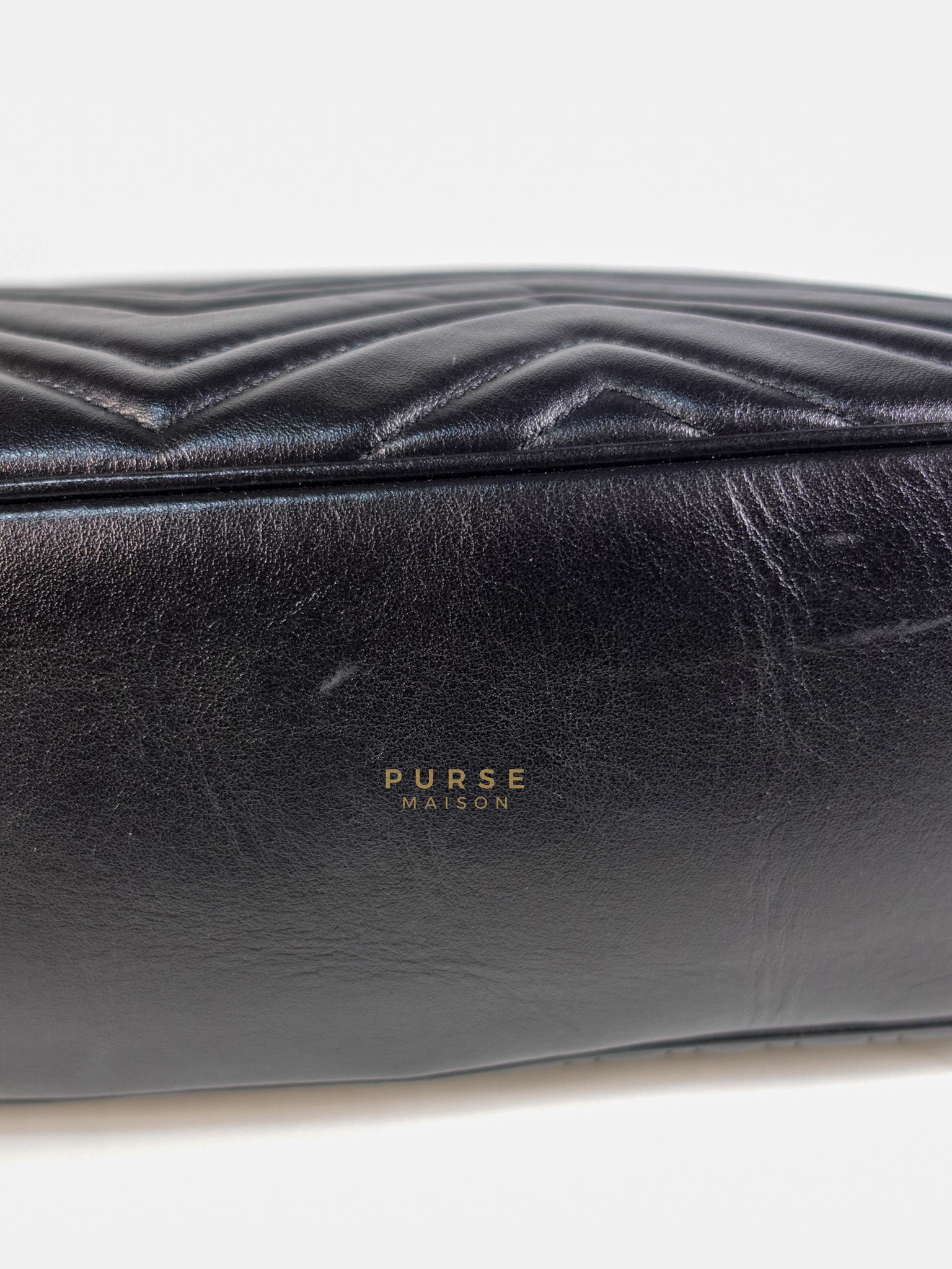 GG Marmont Flap Bag Large in Black Matelasse Leather & Aged Gold Hardware | Purse Maison Luxury Bags Shop