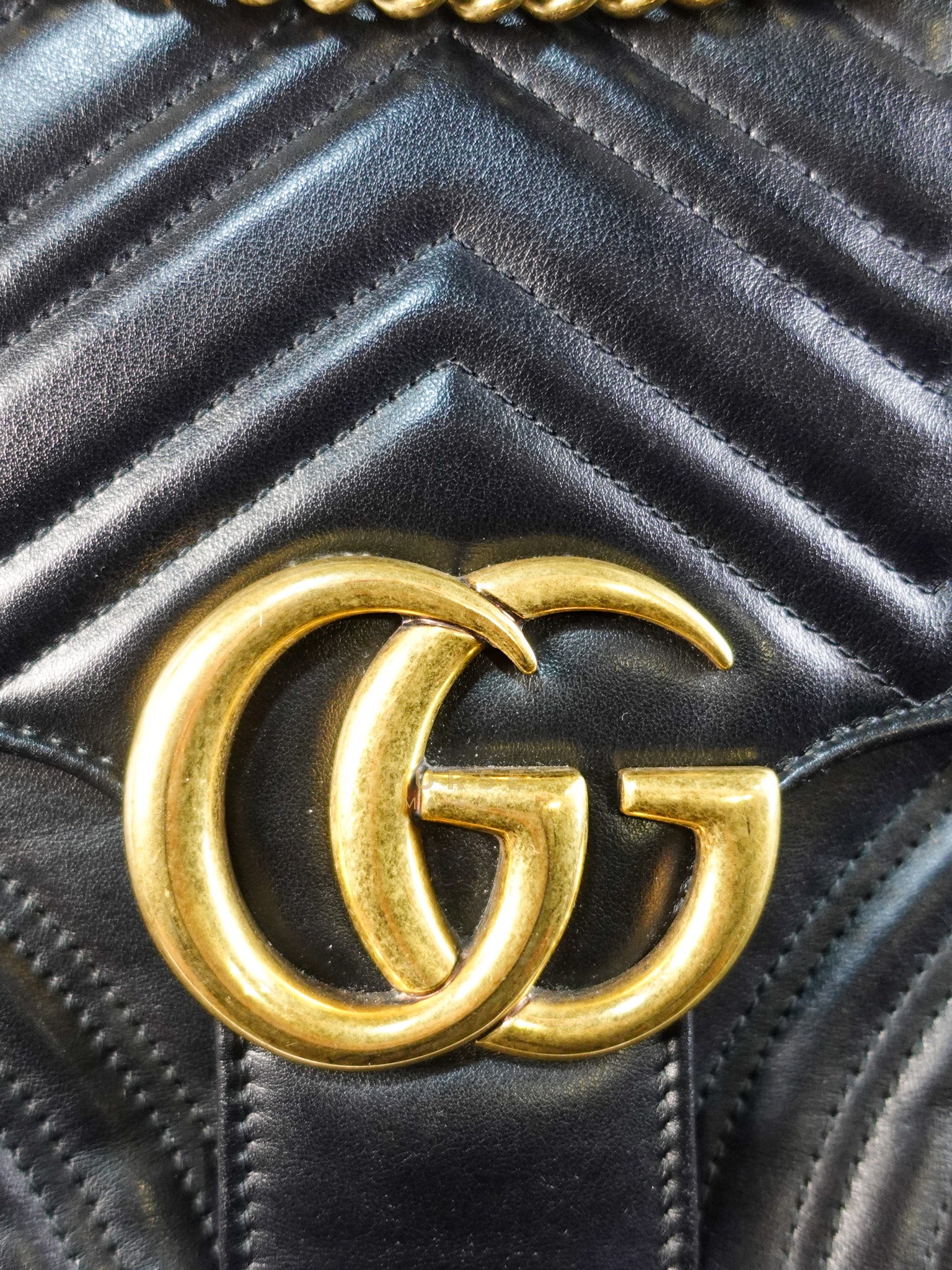GG Marmont Flap Bag Large in Black Matelasse Leather & Aged Gold Hardware | Purse Maison Luxury Bags Shop