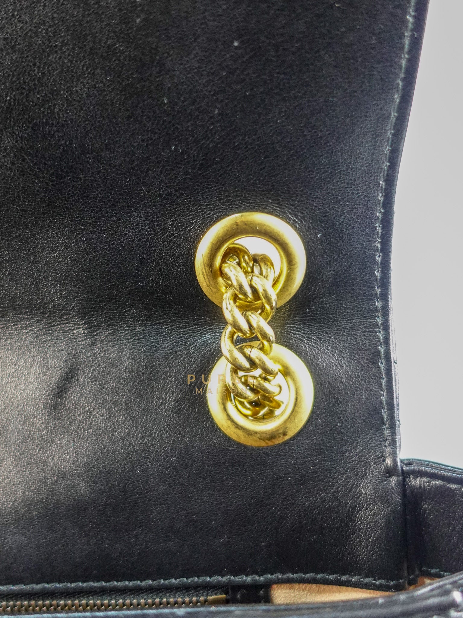 GG Marmont Flap Bag Large in Black Matelasse Leather & Aged Gold Hardware | Purse Maison Luxury Bags Shop