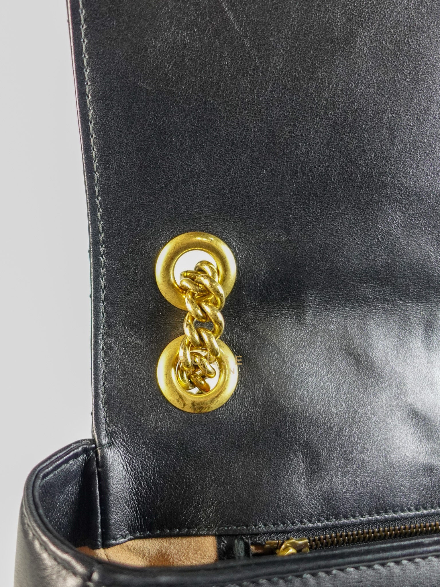 GG Marmont Flap Bag Large in Black Matelasse Leather & Aged Gold Hardware | Purse Maison Luxury Bags Shop
