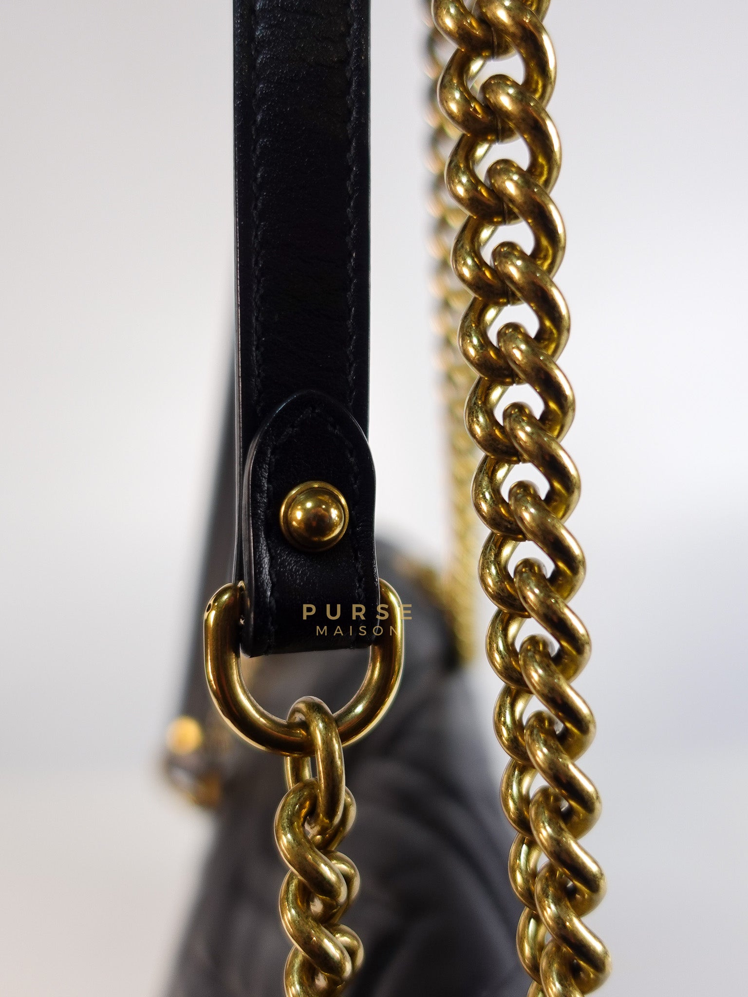 GG Marmont Flap Bag Large in Black Matelasse Leather & Aged Gold Hardware | Purse Maison Luxury Bags Shop