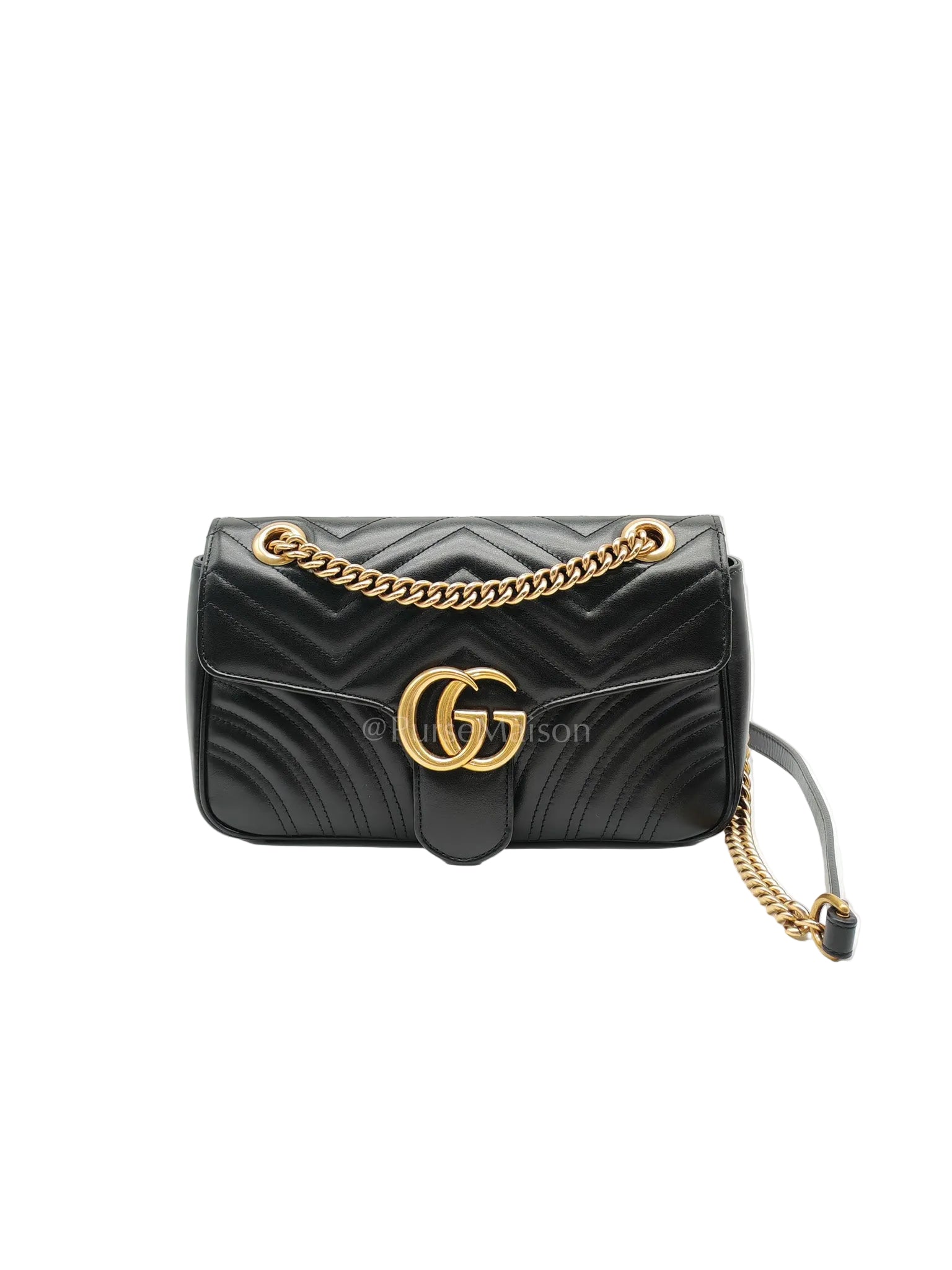 GG Marmont Flap Small Shoulder Bag in Black Matelasse Leather | Purse Maison Luxury Bags Shop