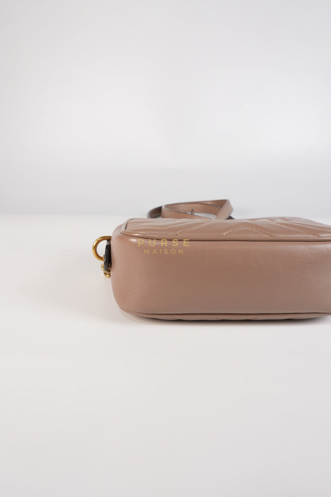 GG Marmont Mini Camera Bag in Dusty Rose Matellase & Gold Hardware | Purse Maison Luxury Bags Shop