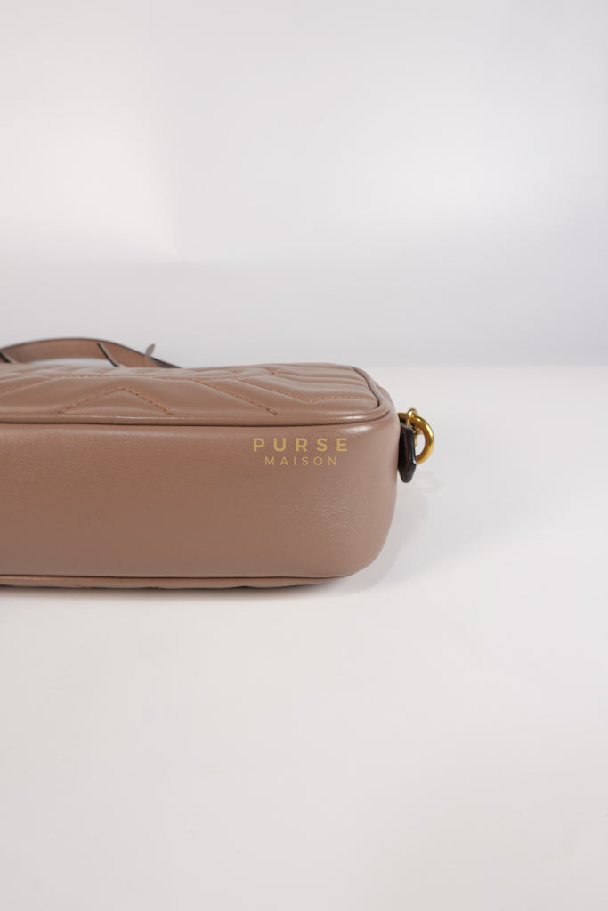 GG Marmont Mini Camera Bag in Dusty Rose Matellase & Gold Hardware | Purse Maison Luxury Bags Shop