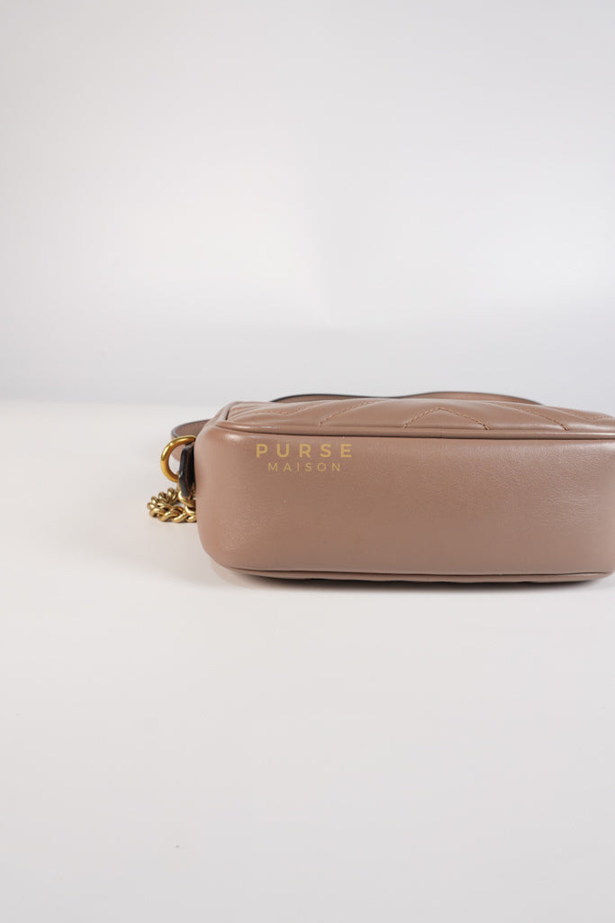 GG Marmont Mini Camera Bag in Dusty Rose Matellase & Gold Hardware | Purse Maison Luxury Bags Shop