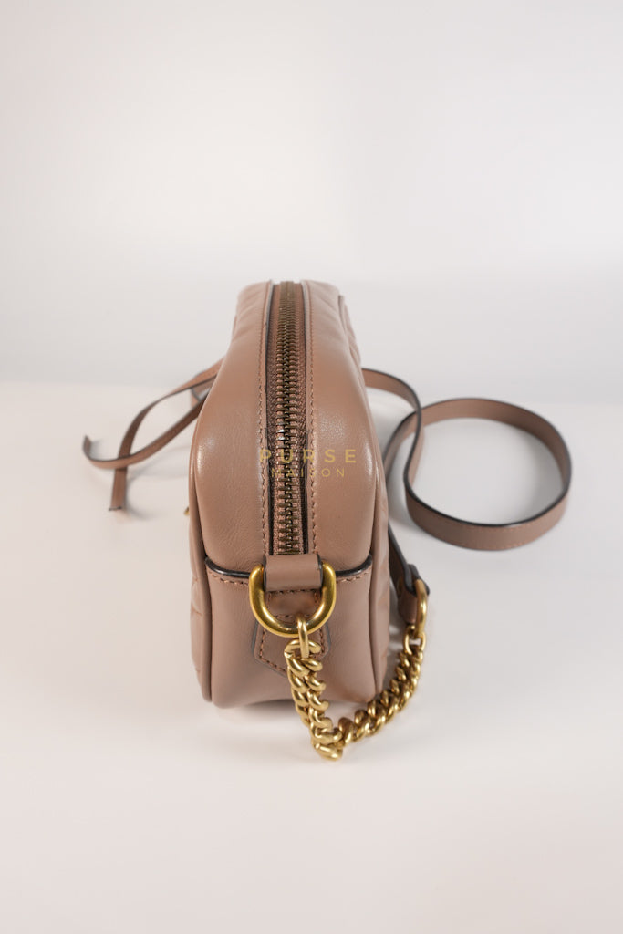 GG Marmont Mini Camera Bag in Dusty Rose Matellase & Gold Hardware | Purse Maison Luxury Bags Shop