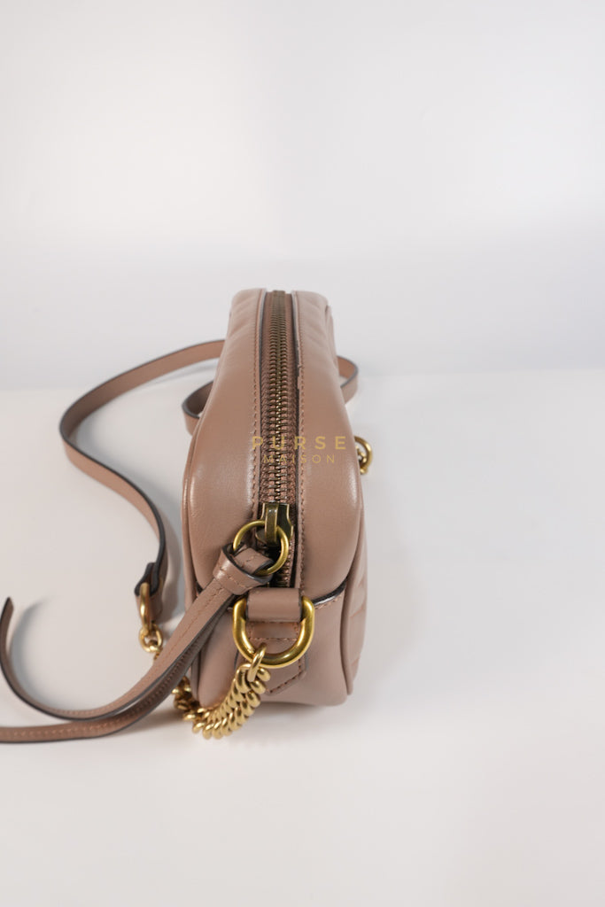 GG Marmont Mini Camera Bag in Dusty Rose Matellase & Gold Hardware | Purse Maison Luxury Bags Shop