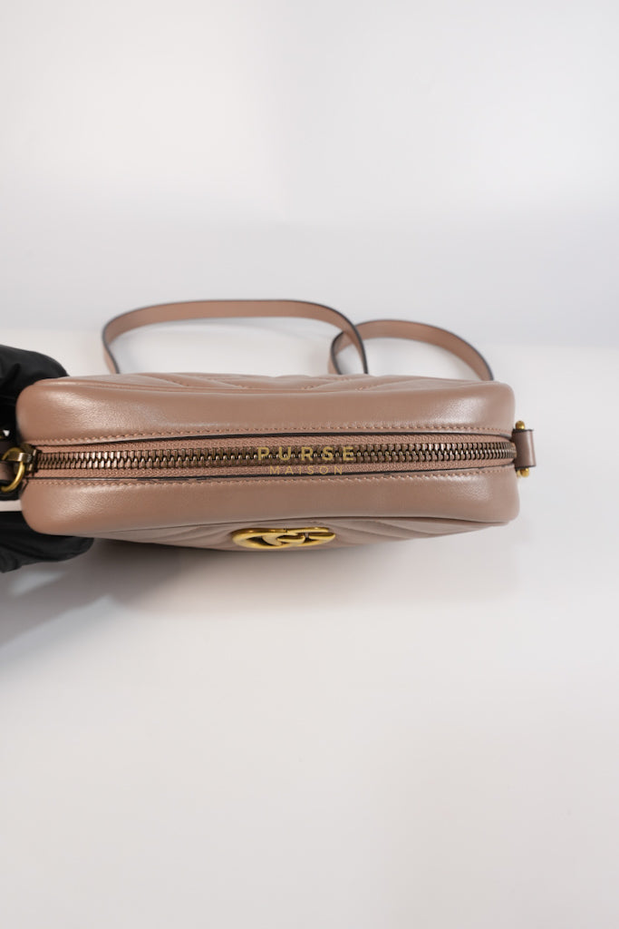 GG Marmont Mini Camera Bag in Dusty Rose Matellase & Gold Hardware | Purse Maison Luxury Bags Shop