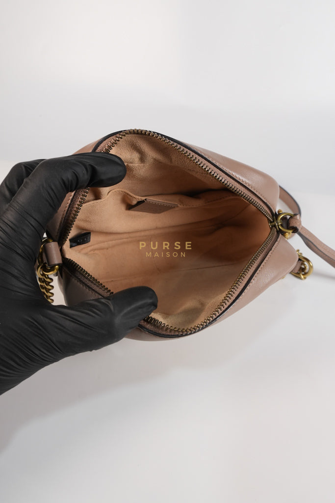 GG Marmont Mini Camera Bag in Dusty Rose Matellase & Gold Hardware | Purse Maison Luxury Bags Shop