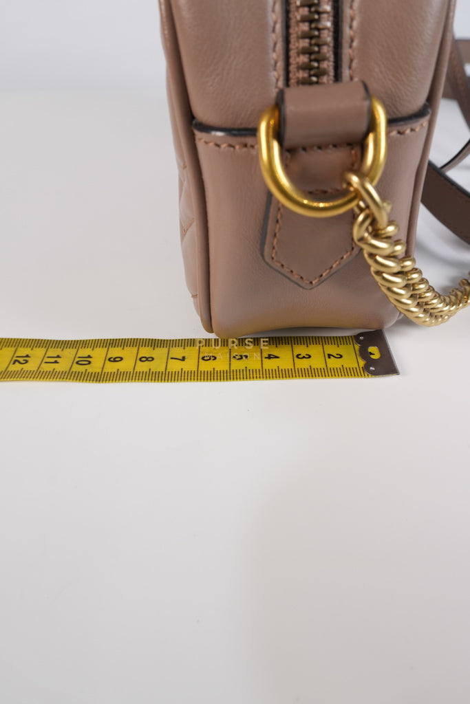 GG Marmont Mini Camera Bag in Dusty Rose Matellase & Gold Hardware | Purse Maison Luxury Bags Shop