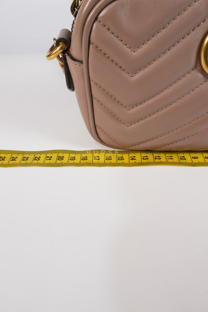 GG Marmont Mini Camera Bag in Dusty Rose Matellase & Gold Hardware | Purse Maison Luxury Bags Shop