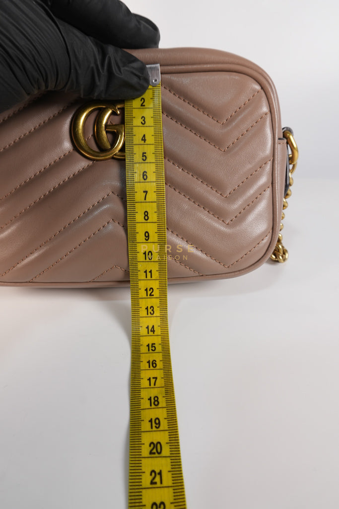 GG Marmont Mini Camera Bag in Dusty Rose Matellase & Gold Hardware | Purse Maison Luxury Bags Shop