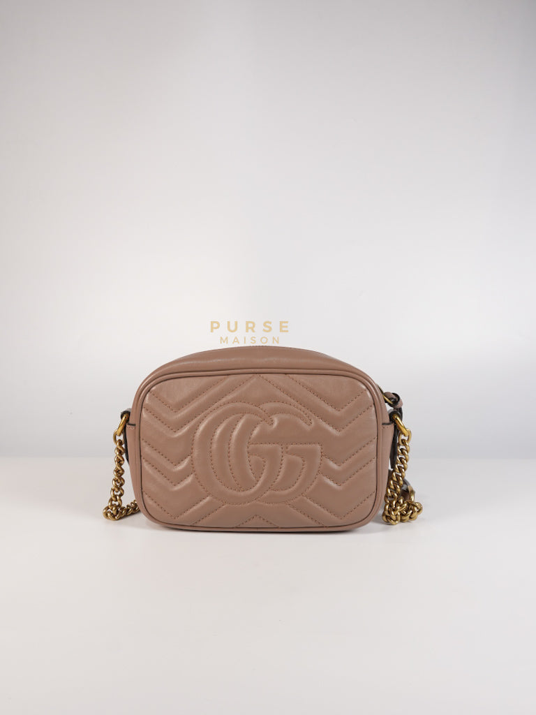 GG Marmont Mini Camera Bag in Dusty Rose Matellase & Gold Hardware | Purse Maison Luxury Bags Shop