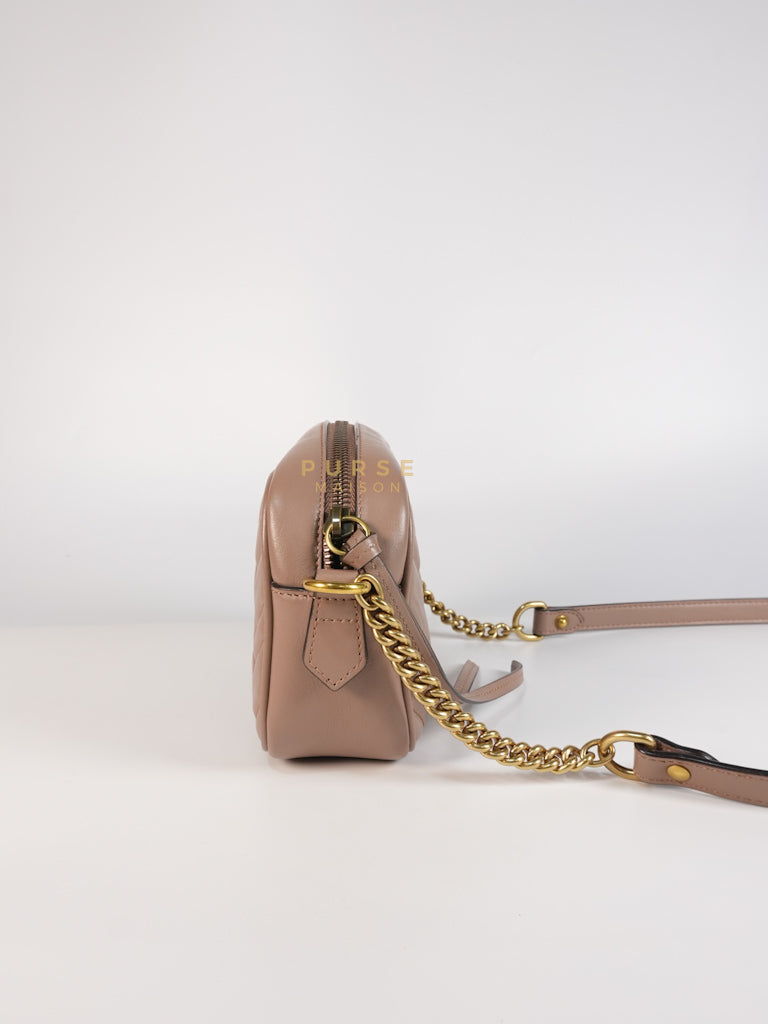 GG Marmont Mini Camera Bag in Dusty Rose Matellase & Gold Hardware | Purse Maison Luxury Bags Shop