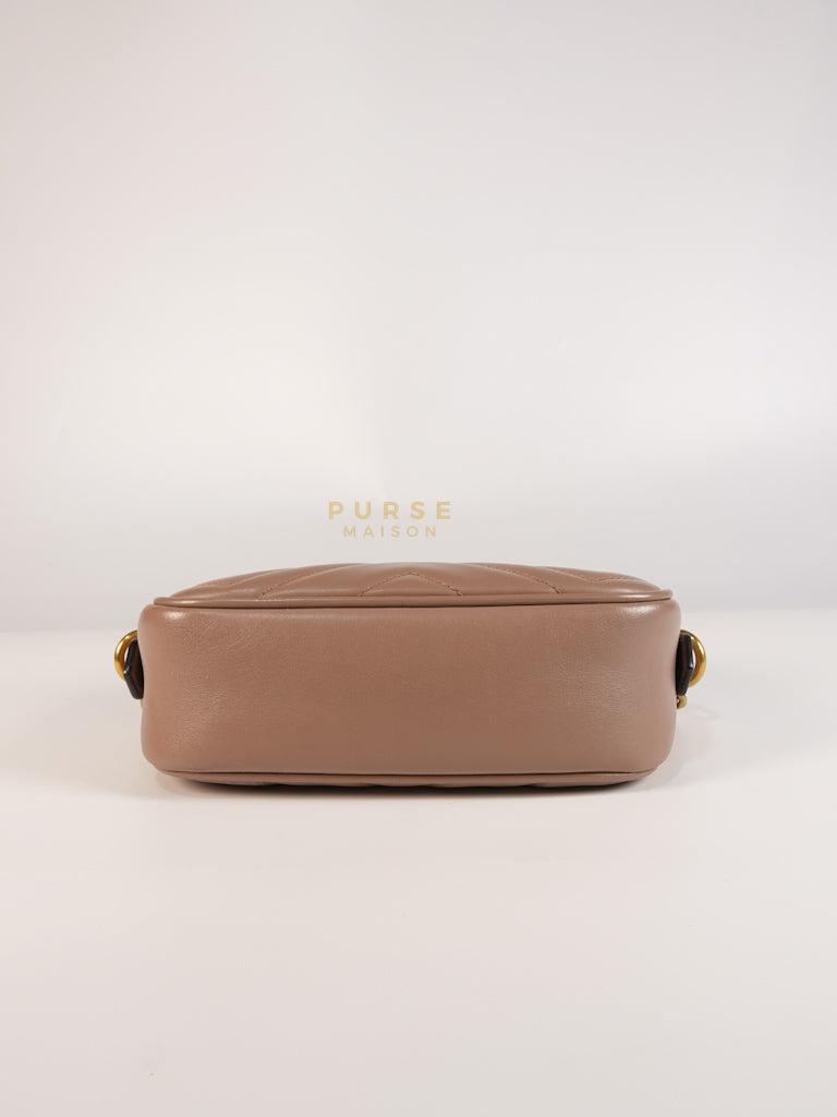 GG Marmont Mini Camera Bag in Dusty Rose Matellase & Gold Hardware | Purse Maison Luxury Bags Shop