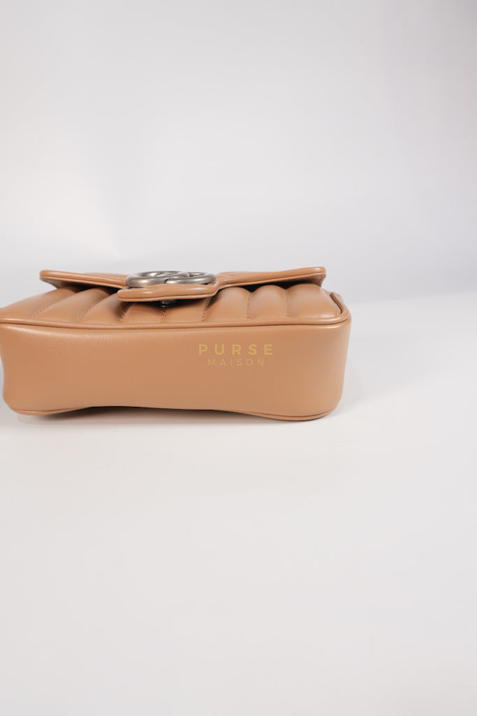 GG Marmont Super Mini Bag in Beige Matellase Leather & Ruthenium Hardware | Purse Maison Luxury Bags Shop