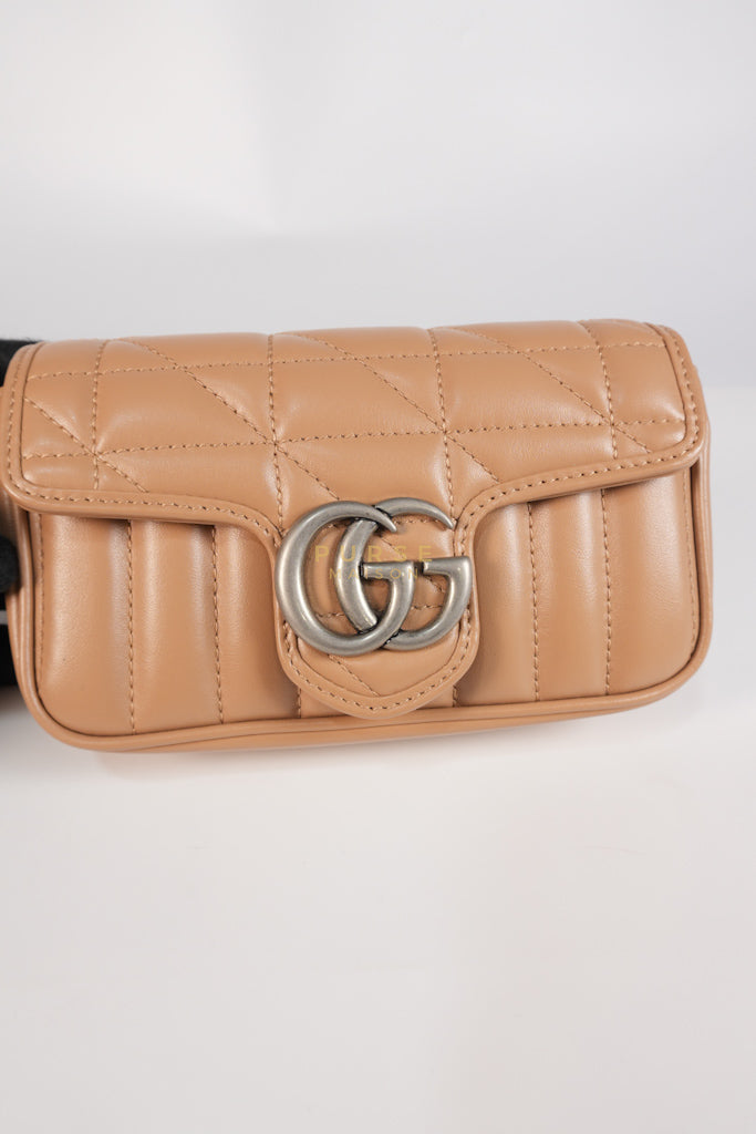 GG Marmont Super Mini Bag in Beige Matellase Leather & Ruthenium Hardware | Purse Maison Luxury Bags Shop
