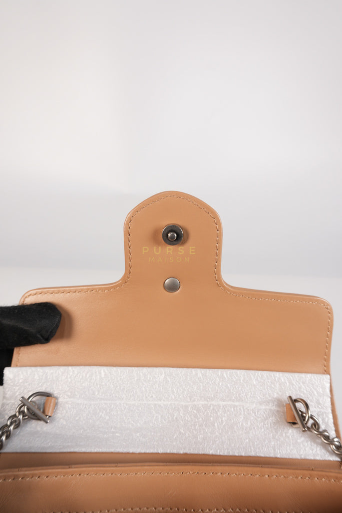 GG Marmont Super Mini Bag in Beige Matellase Leather & Ruthenium Hardware | Purse Maison Luxury Bags Shop