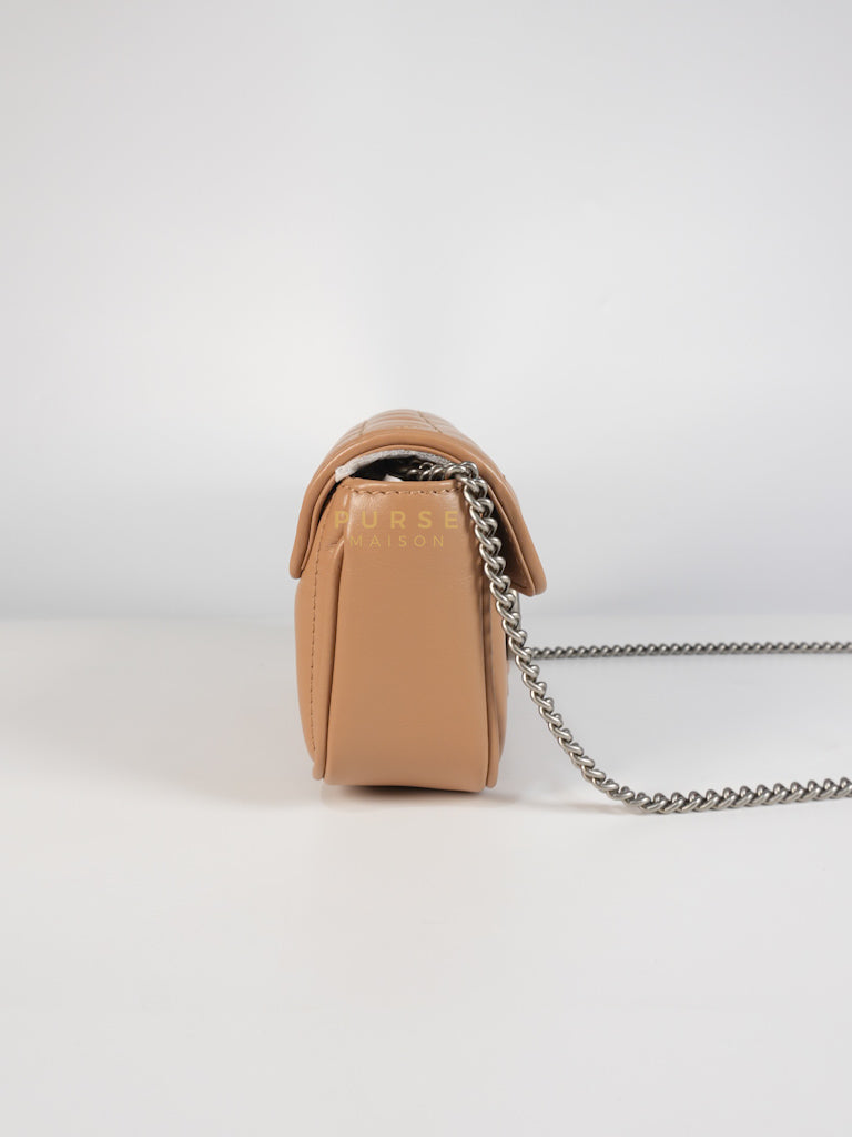 GG Marmont Super Mini Bag in Beige Matellase Leather & Ruthenium Hardware | Purse Maison Luxury Bags Shop