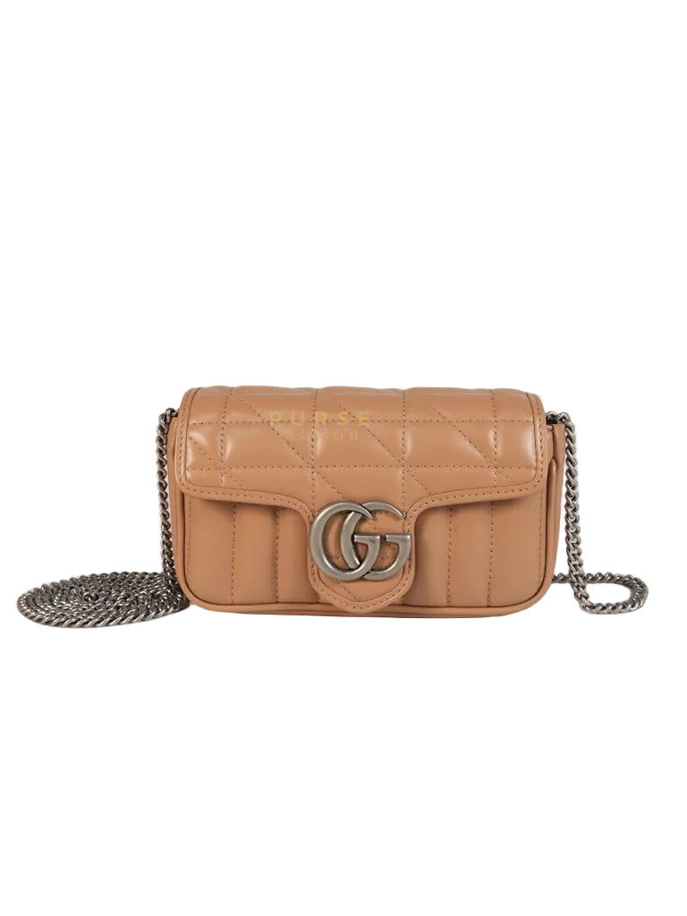 GG Marmont Super Mini Bag in Beige Matellase Leather & Ruthenium Hardware | Purse Maison Luxury Bags Shop