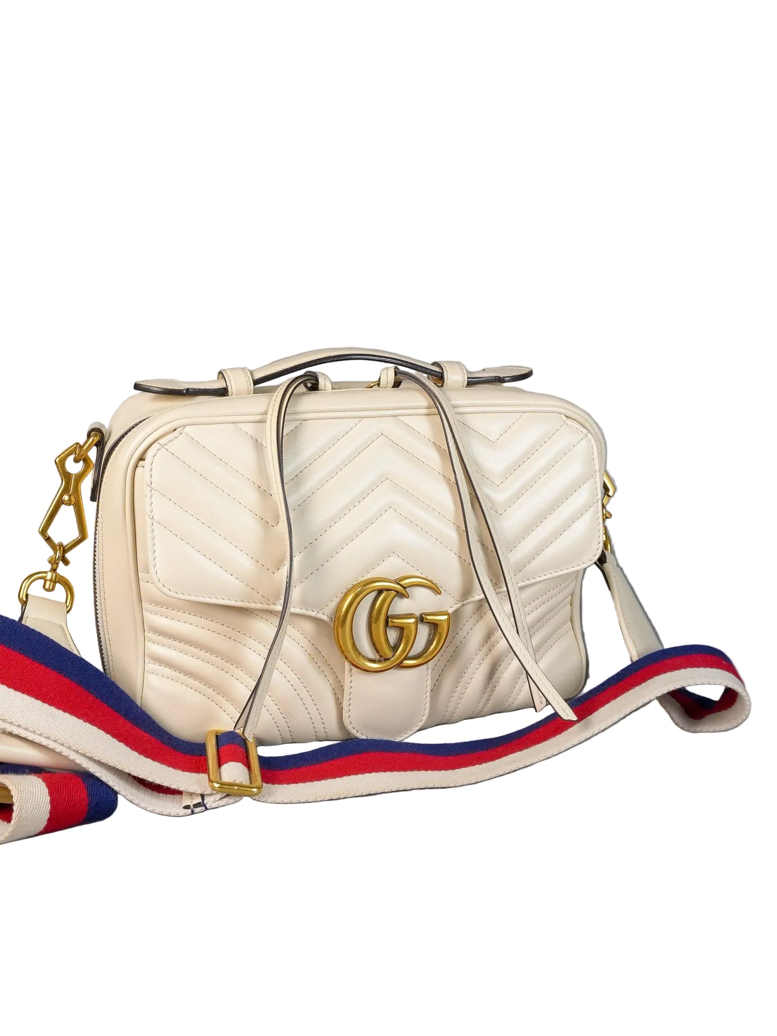 GG Marmont Top-Handle Medium in Matelassé Sylvie Web Calfskin Leather | Purse Maison Luxury Bags Shop