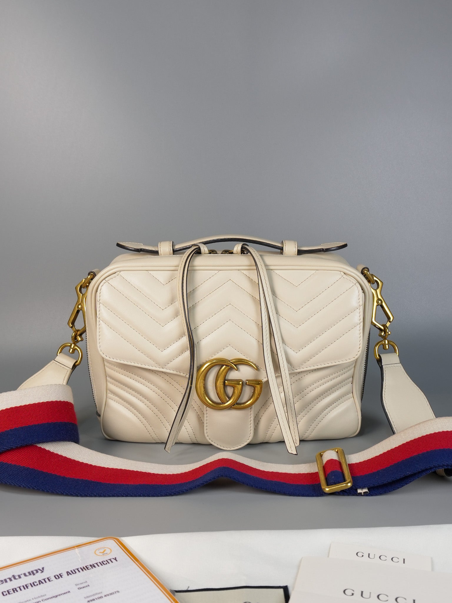 GG Marmont Top-Handle Medium in Matelassé Sylvie Web Calfskin Leather | Purse Maison Luxury Bags Shop