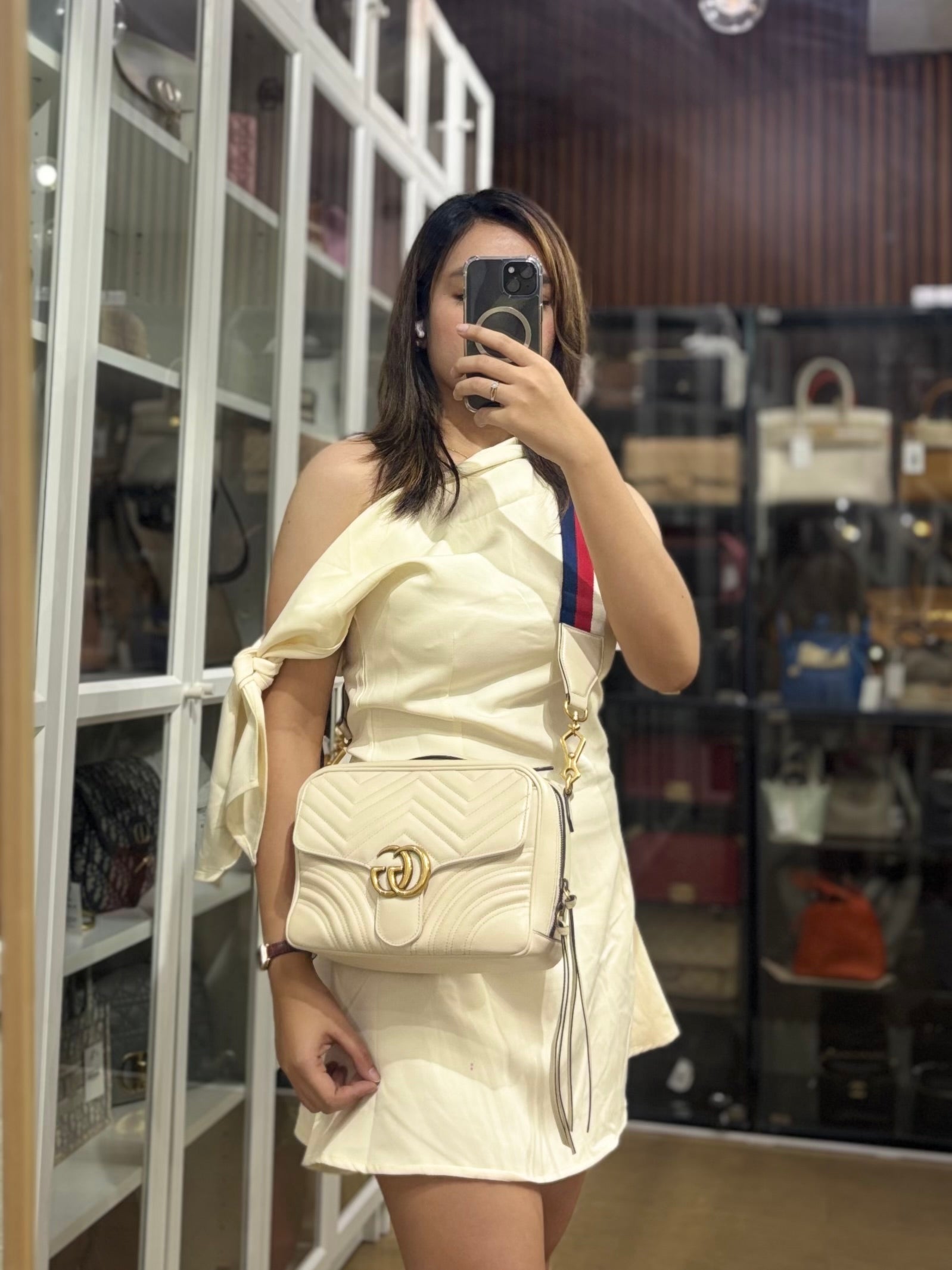 GG Marmont Top-Handle Medium in Matelassé Sylvie Web Calfskin Leather | Purse Maison Luxury Bags Shop