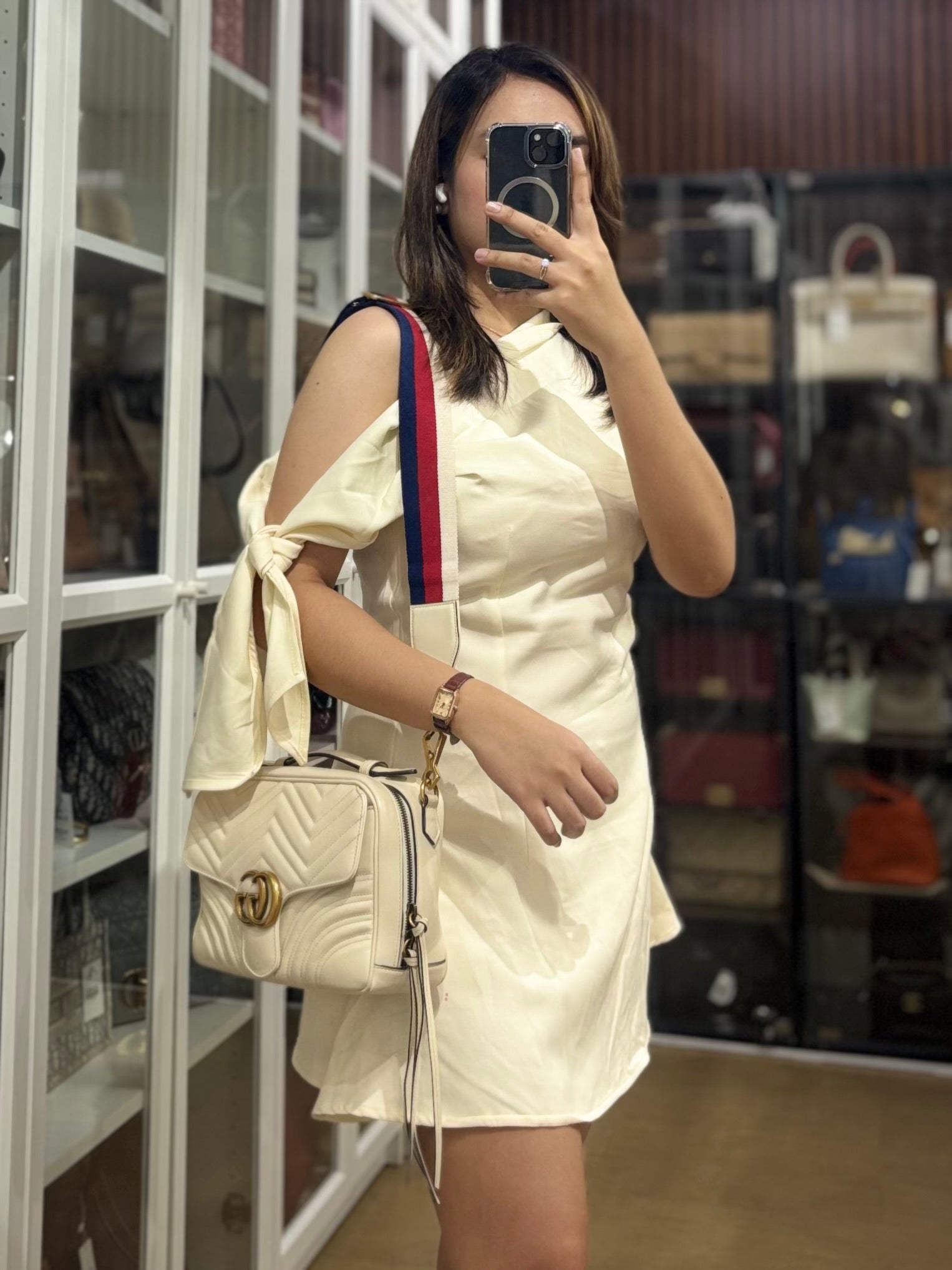 GG Marmont Top-Handle Medium in Matelassé Sylvie Web Calfskin Leather | Purse Maison Luxury Bags Shop