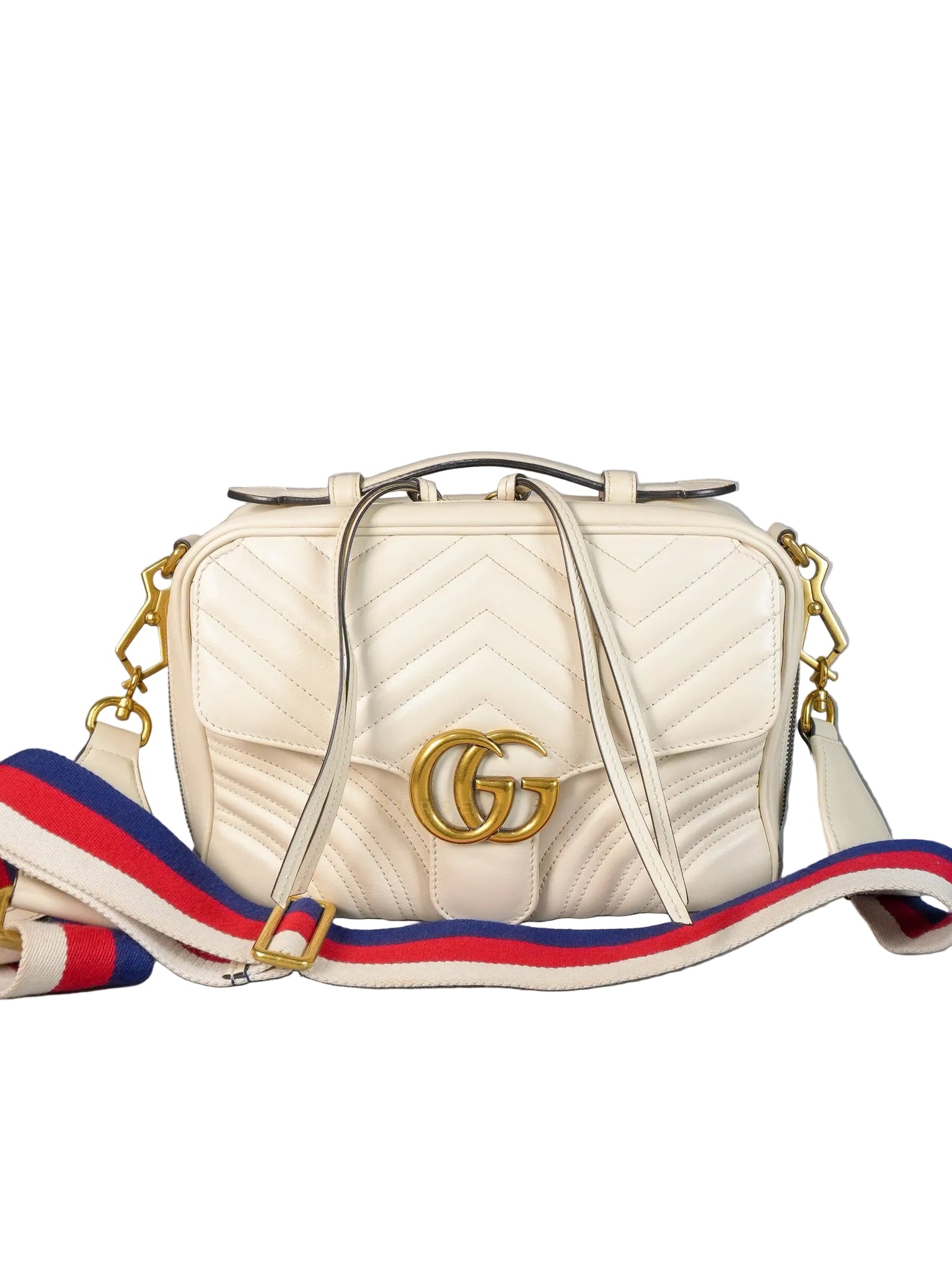 GG Marmont Top-Handle Medium in Matelassé Sylvie Web Calfskin Leather | Purse Maison Luxury Bags Shop