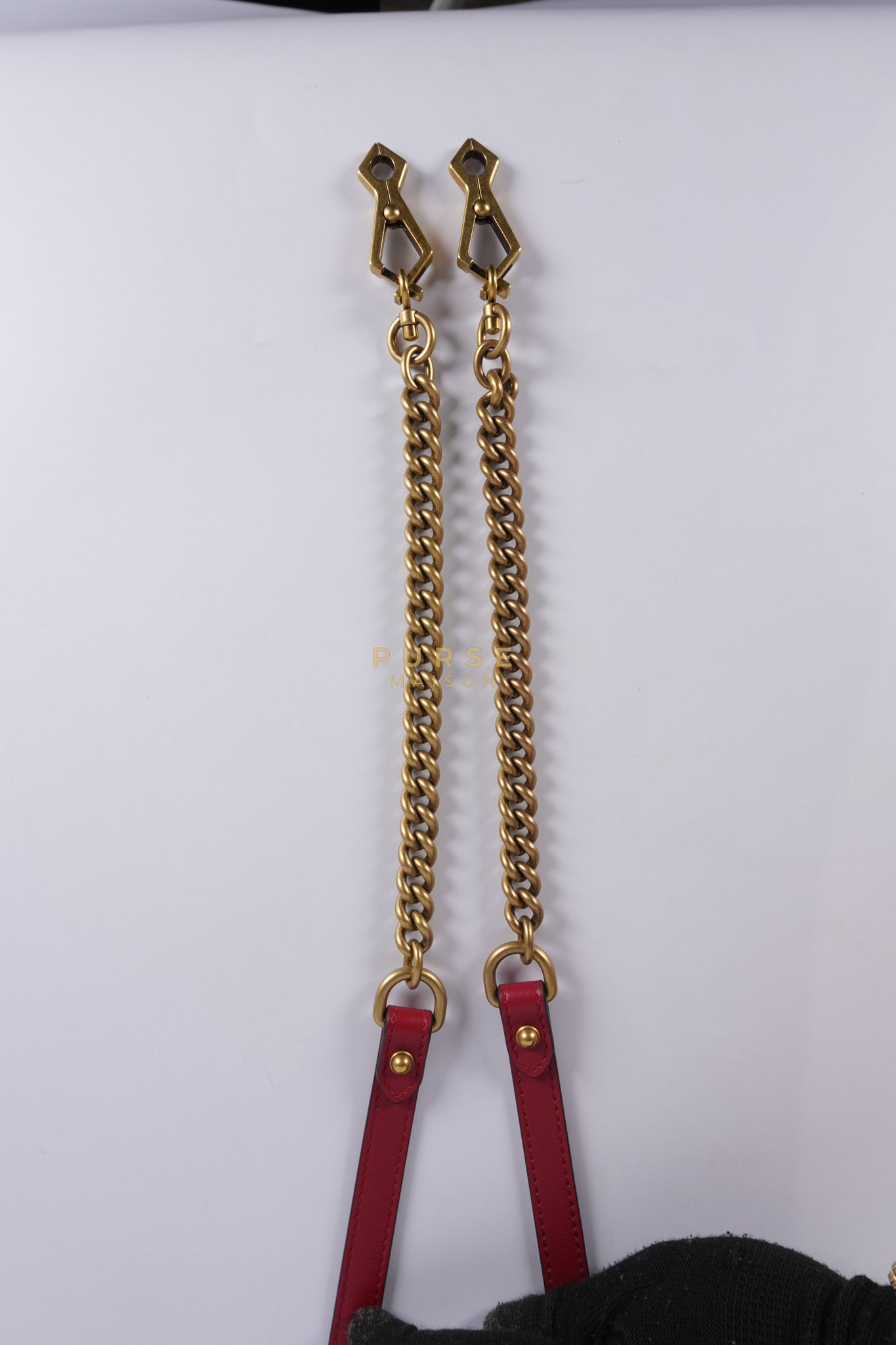 GG Marmont Top Handle Shoulder Bag in Hibiscus Red Calfskin Matelasse Leather & Gold Hardware | Purse Maison Luxury Bags Shop