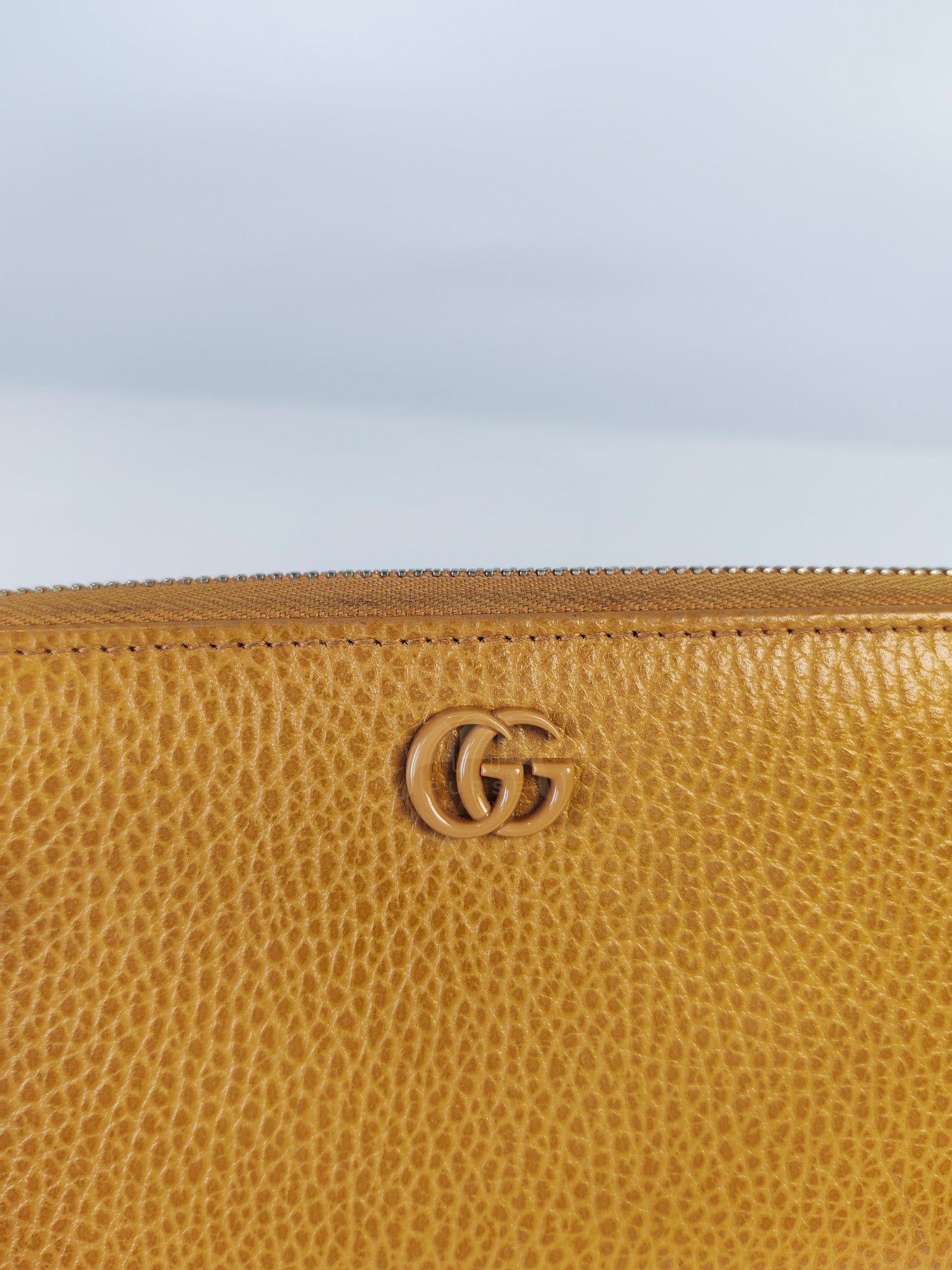 GG Marmont Zip Around Wallet in Tan Pebbled Leather | Purse Maison Luxury Bags Shop