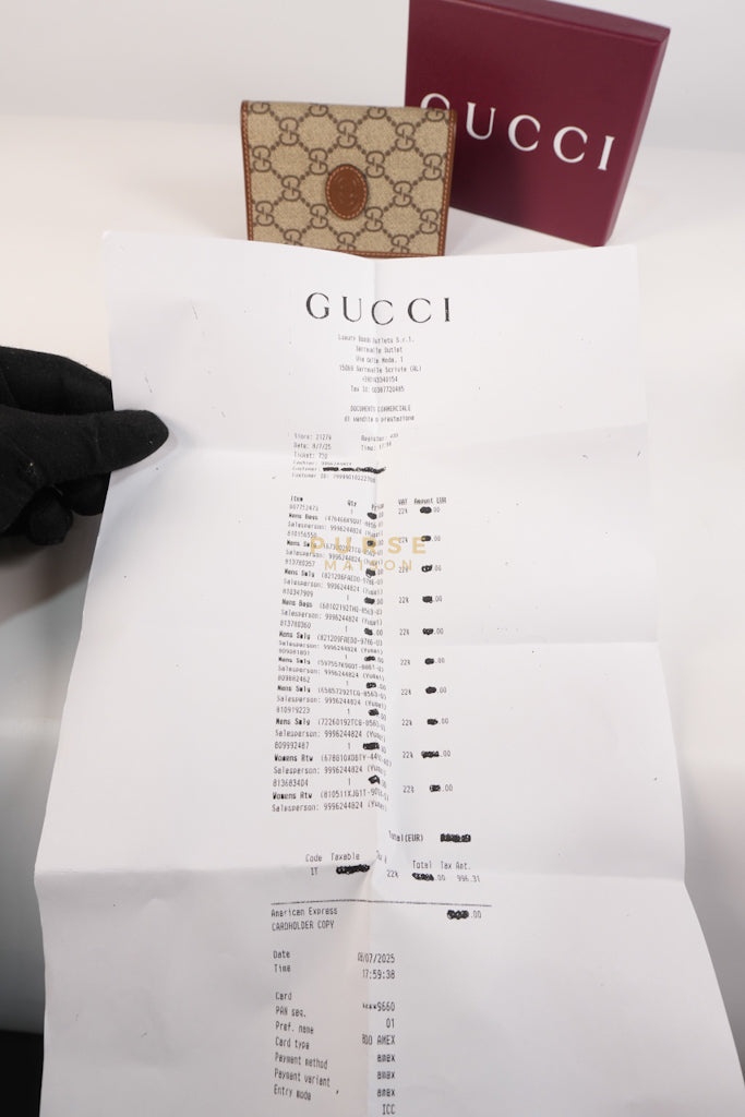 GG Retro Interlocking G Bi-Fold Card Holder in Supreme Monogram | Purse Maison Luxury Bags Shop