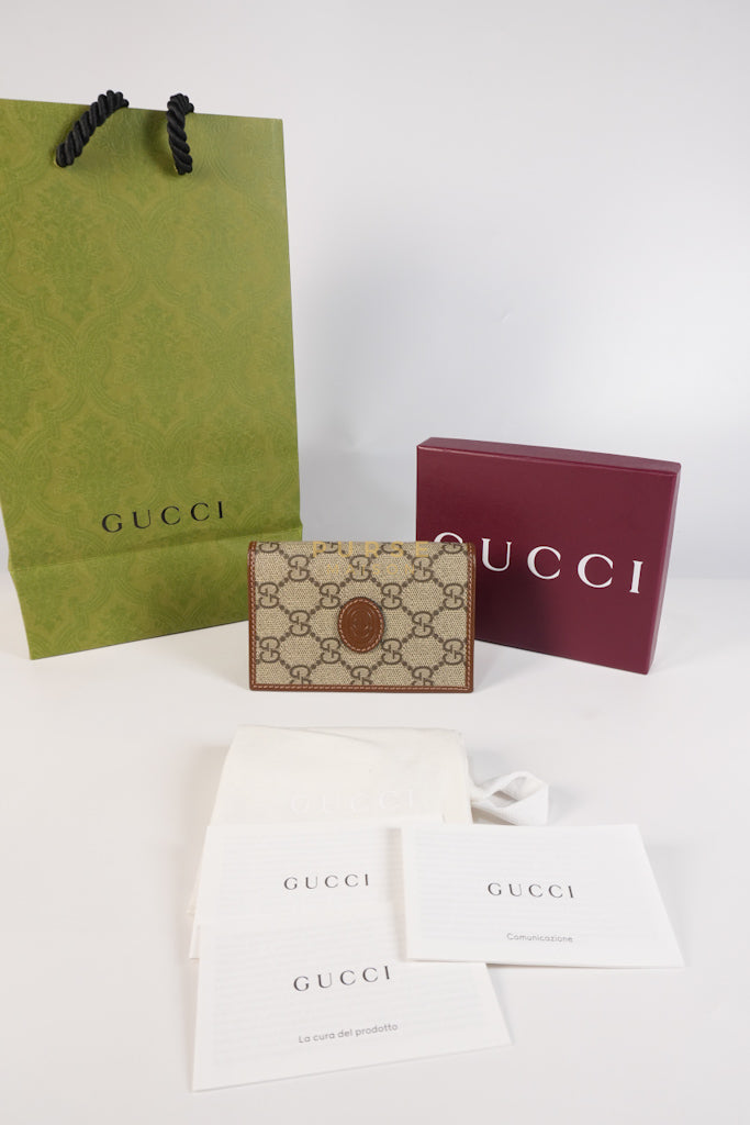 GG Retro Interlocking G Bi-Fold Card Holder in Supreme Monogram | Purse Maison Luxury Bags Shop