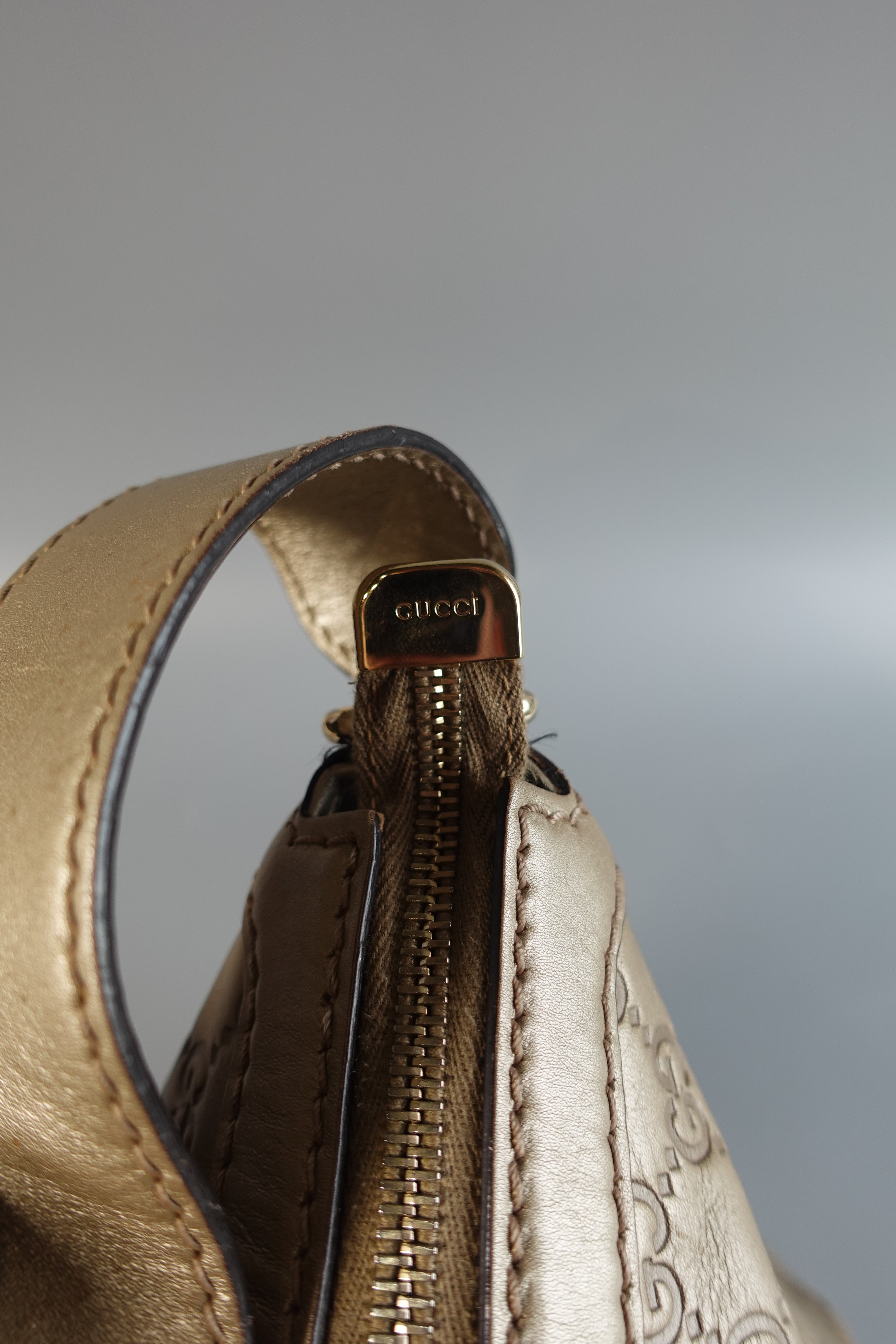 GG Sukey in Metallic Gold Leather Shoulder Tote Bag | Purse Maison Luxury Bags Shop