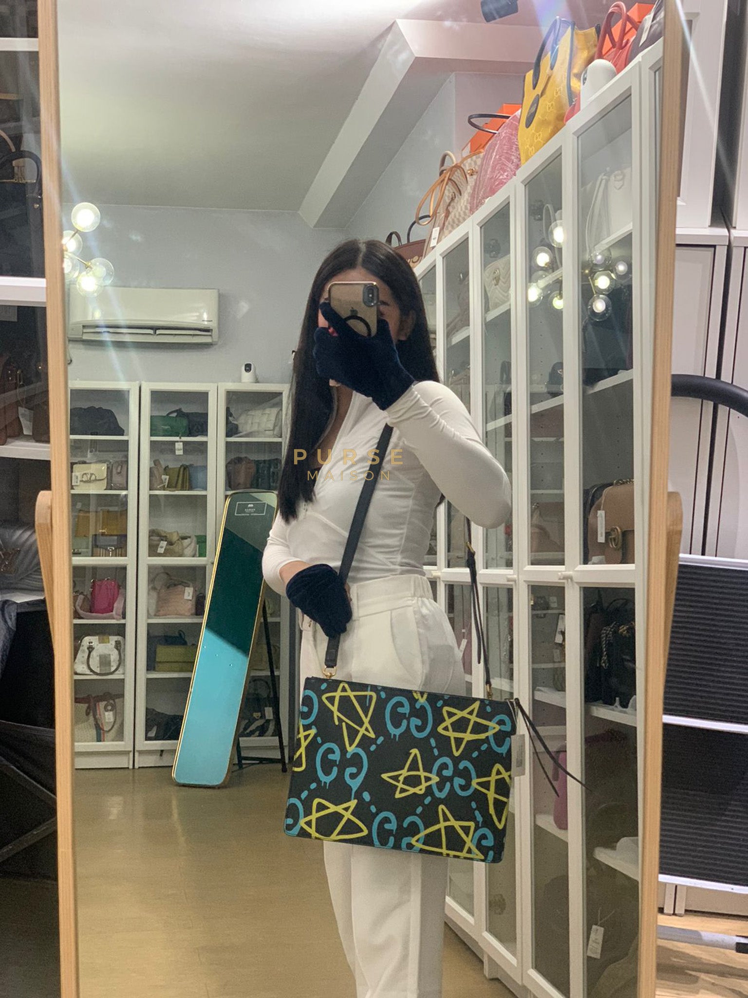 Ghost Crossbody Bag in Graffiti Print Black/Multicolor | Purse Maison Luxury Bags Shop