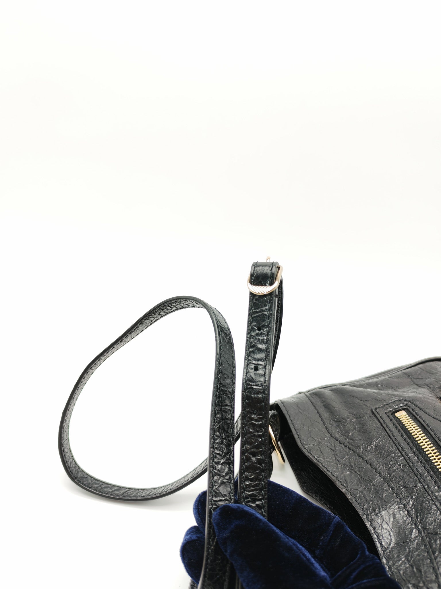 Giant 12 Hip Crossbody Bag in Black Textured Lambskin Leather & Gold Hardware | Purse Maison Luxury Bags Shop