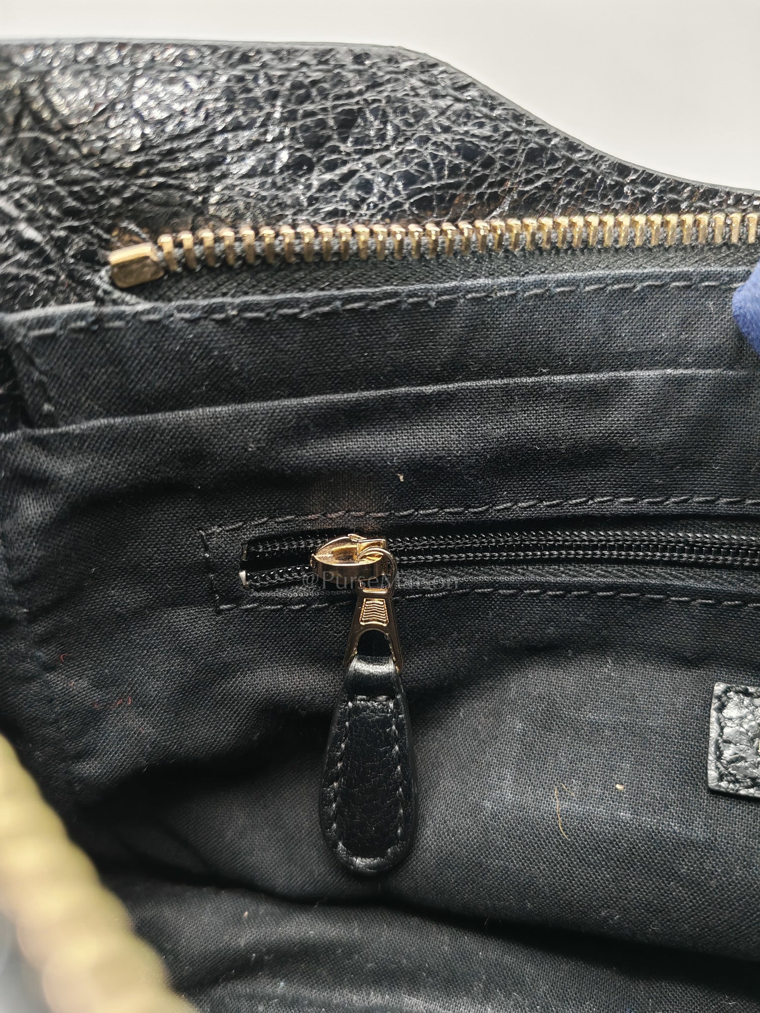Giant 12 Hip Crossbody Bag in Black Textured Lambskin Leather & Gold Hardware | Purse Maison Luxury Bags Shop