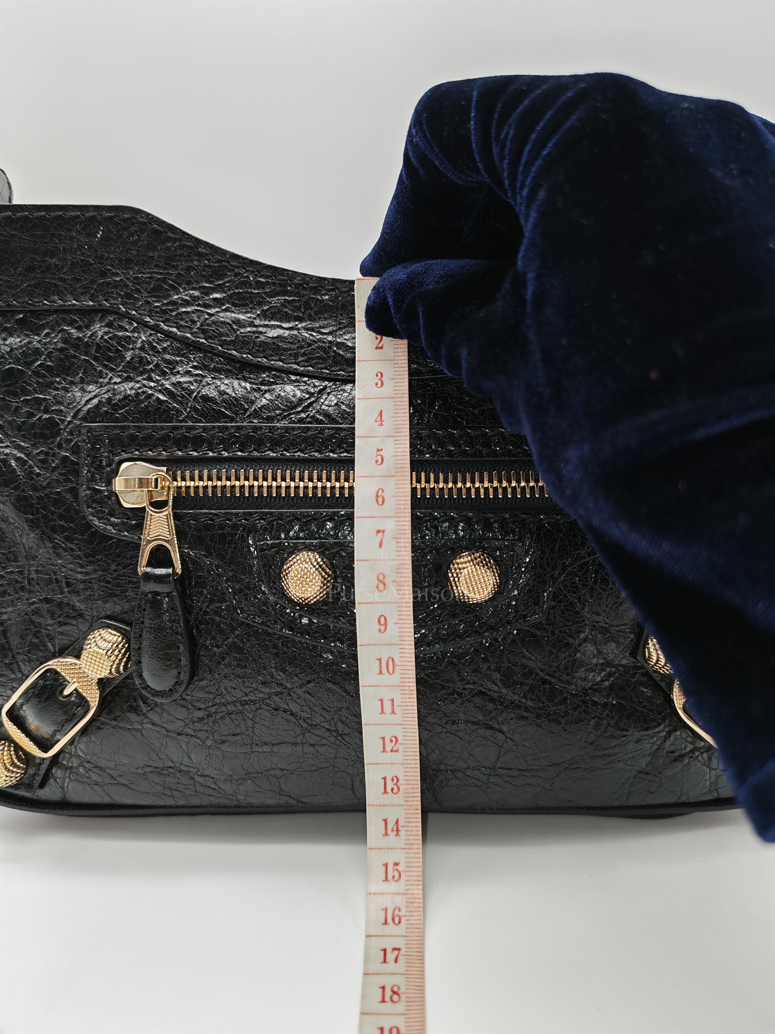 Giant 12 Hip Crossbody Bag in Black Textured Lambskin Leather & Gold Hardware | Purse Maison Luxury Bags Shop
