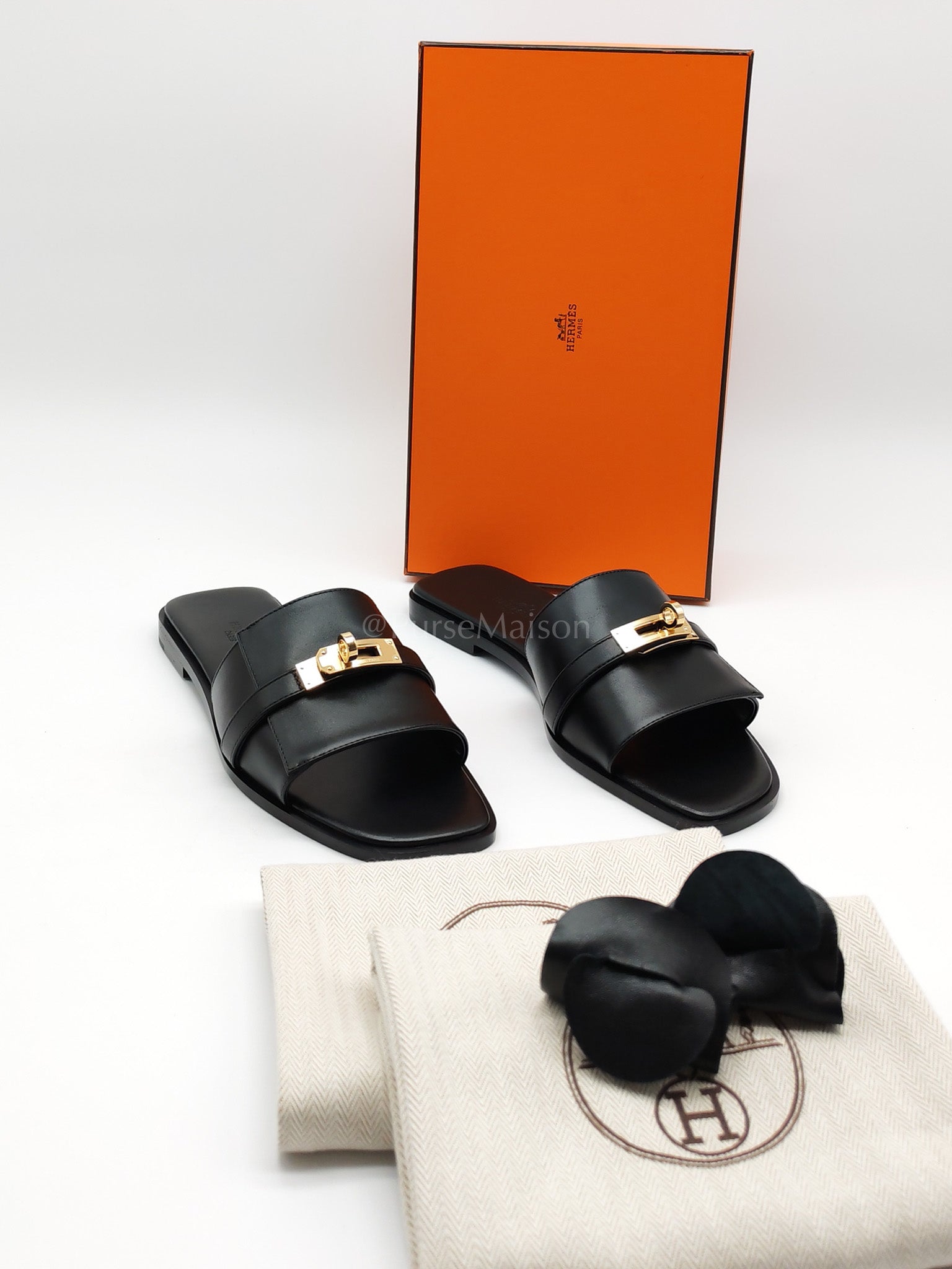 Giulia Black Sandals Size 38EU (24.5 CM) | Purse Maison Luxury Bags Shop