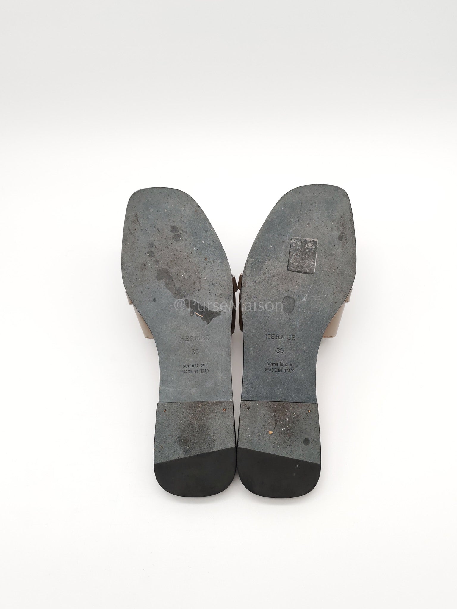 Giulia Sandals in Taupe Calfskin Leather Palladium Hardware Size 39 EU(25 cm) | Purse Maison Luxury Bags Shop