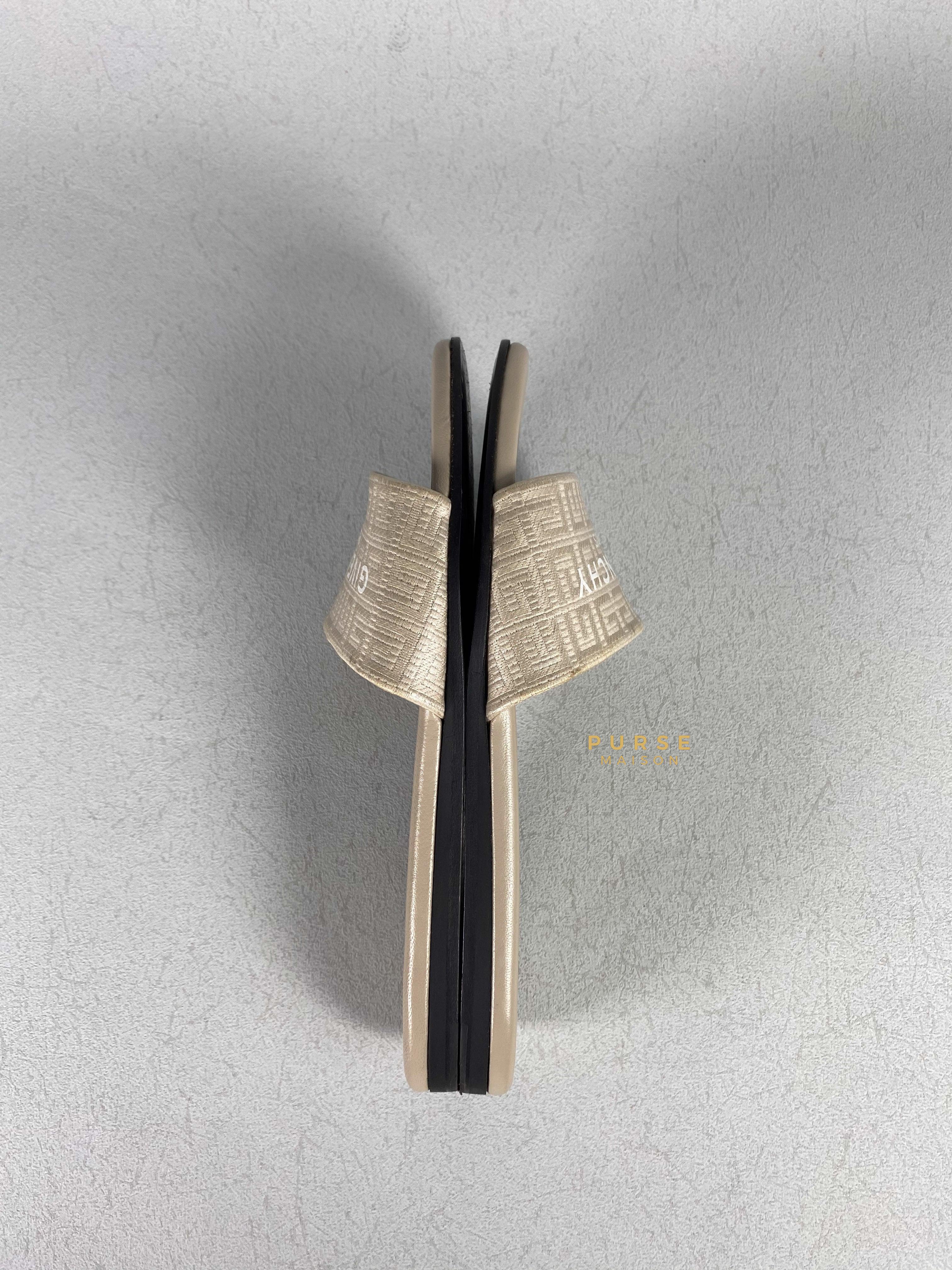 Givenchy 4G Logo Coated Canvas Slide Sandals in Natural Beige Size 36 EU | Purse Maison Luxury Bags Shop