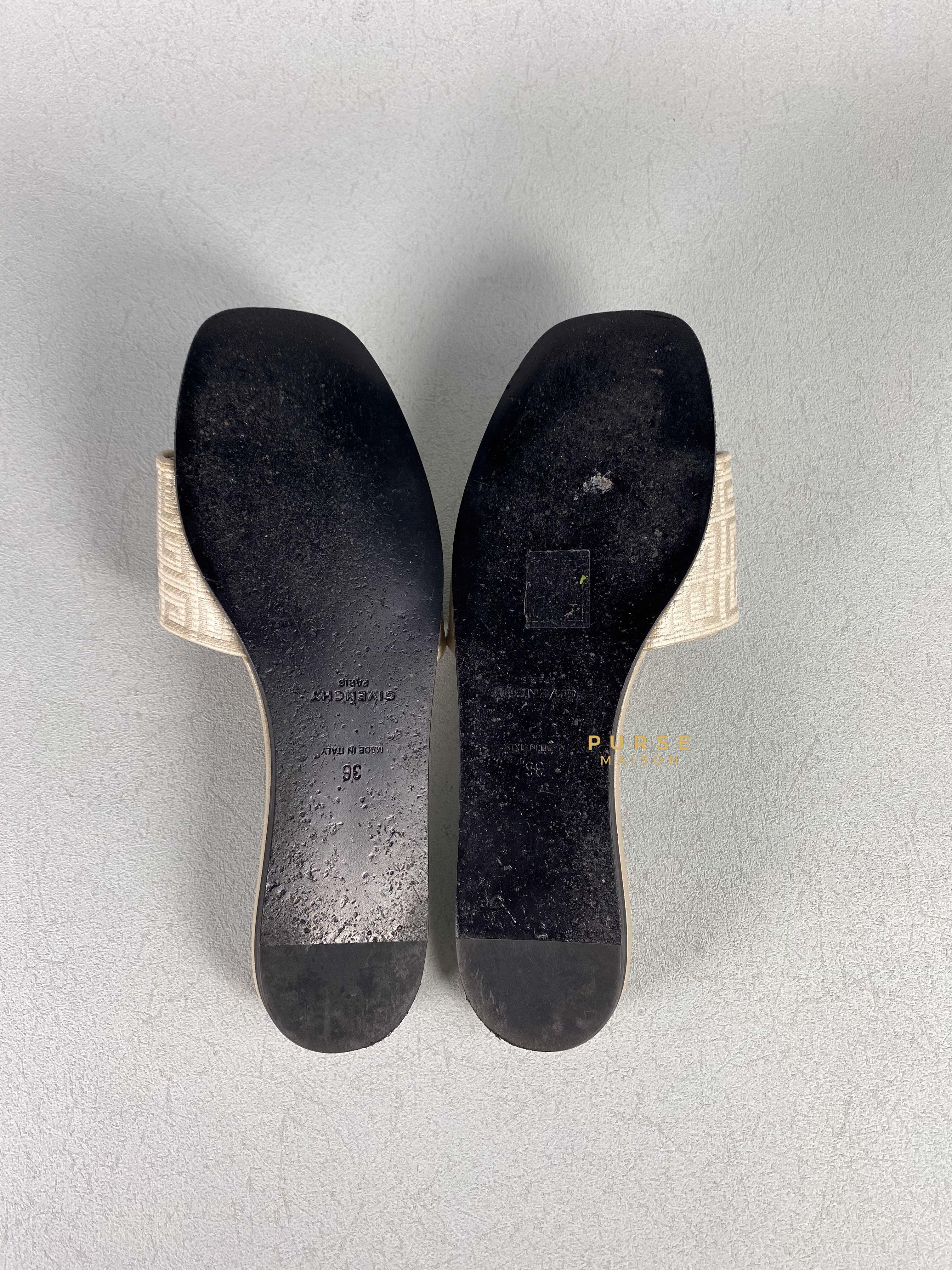 Givenchy 4G Logo Coated Canvas Slide Sandals in Natural Beige Size 36 EU | Purse Maison Luxury Bags Shop