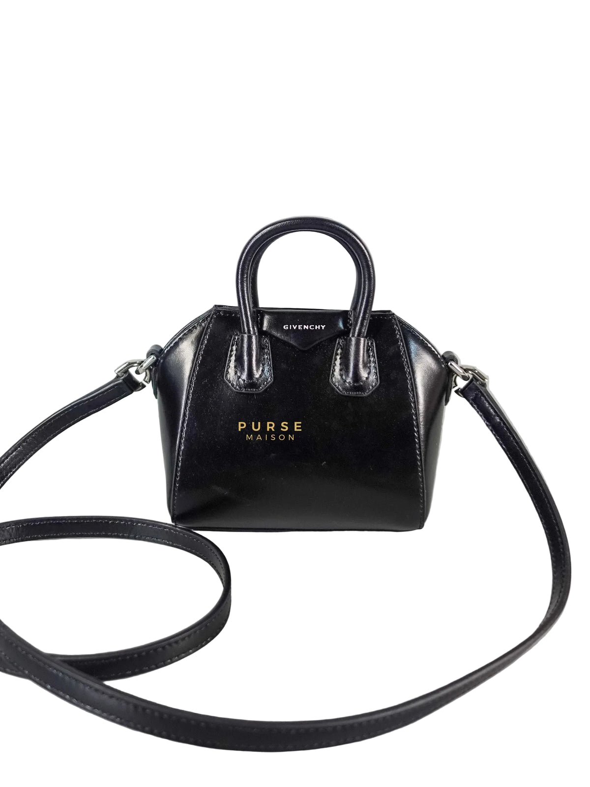 Micro Antigona in Black Smooth Calfskin Leather | Purse Maison Luxury Bags Shop