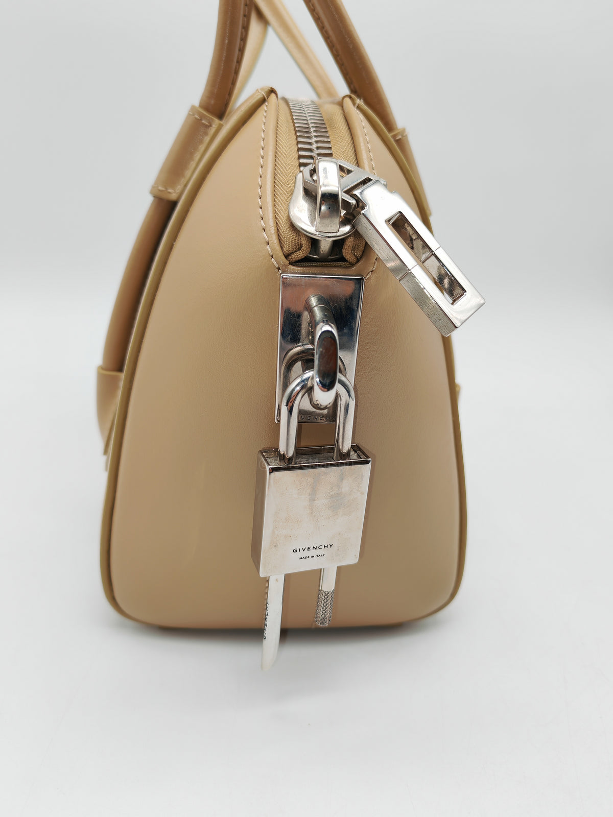 Givenchy Antigona Mini in Beige Box Calfskin Leather and Silver Hardware | Purse Maison Luxury Bags Shop