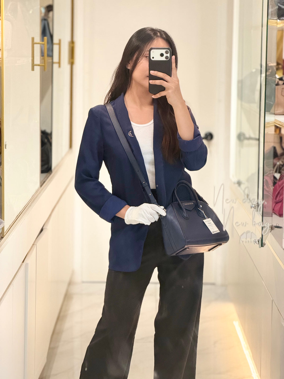 Givenchy Antigona Mini in Navy Blue Grained Calfskin Leather and Silver Hardware | Purse Maison Luxury Bags Shop