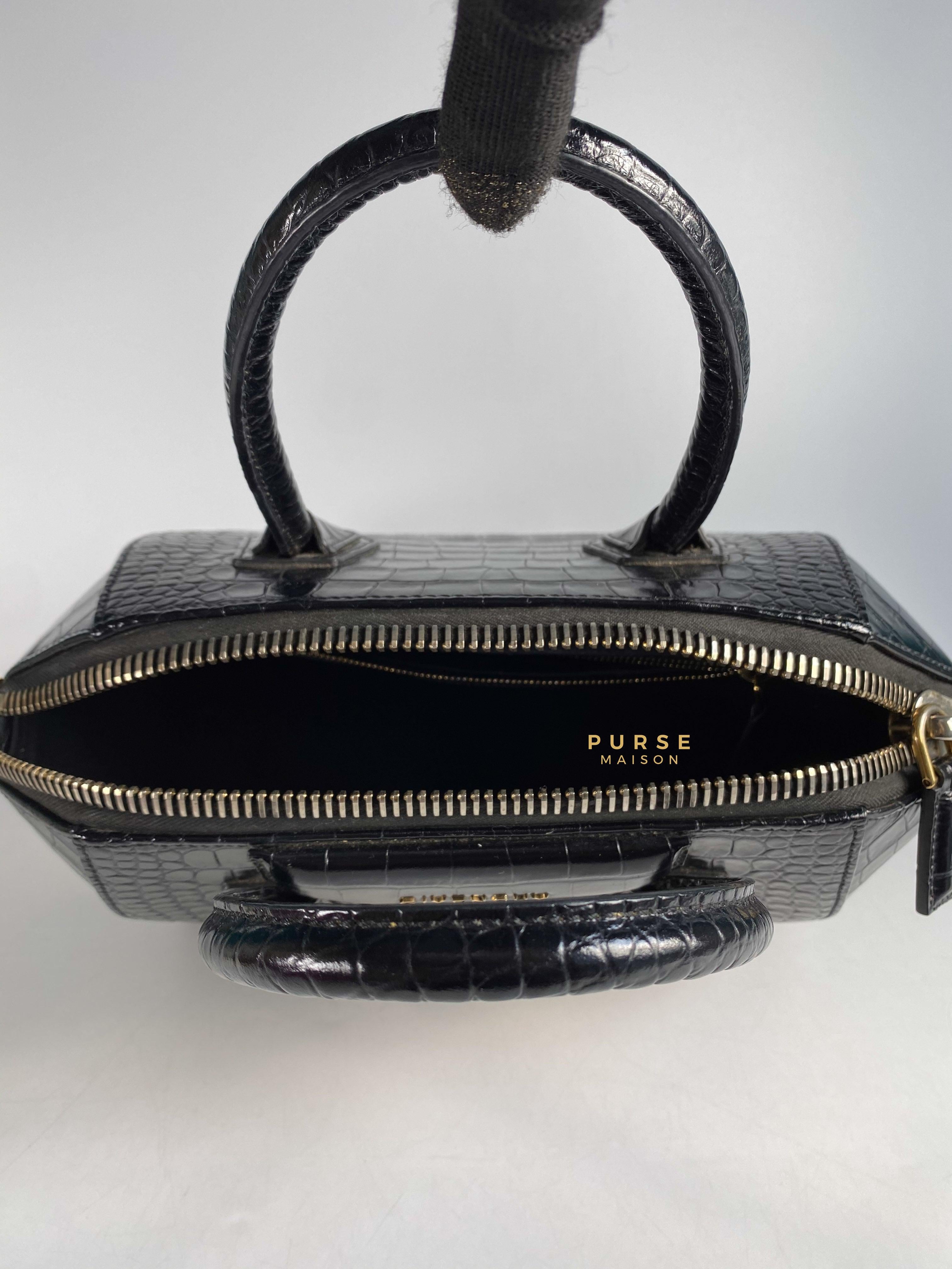 Givenchy Antigona Small in Crocodile Embossed Calfskin Leather Black | Purse Maison Luxury Bags Shop